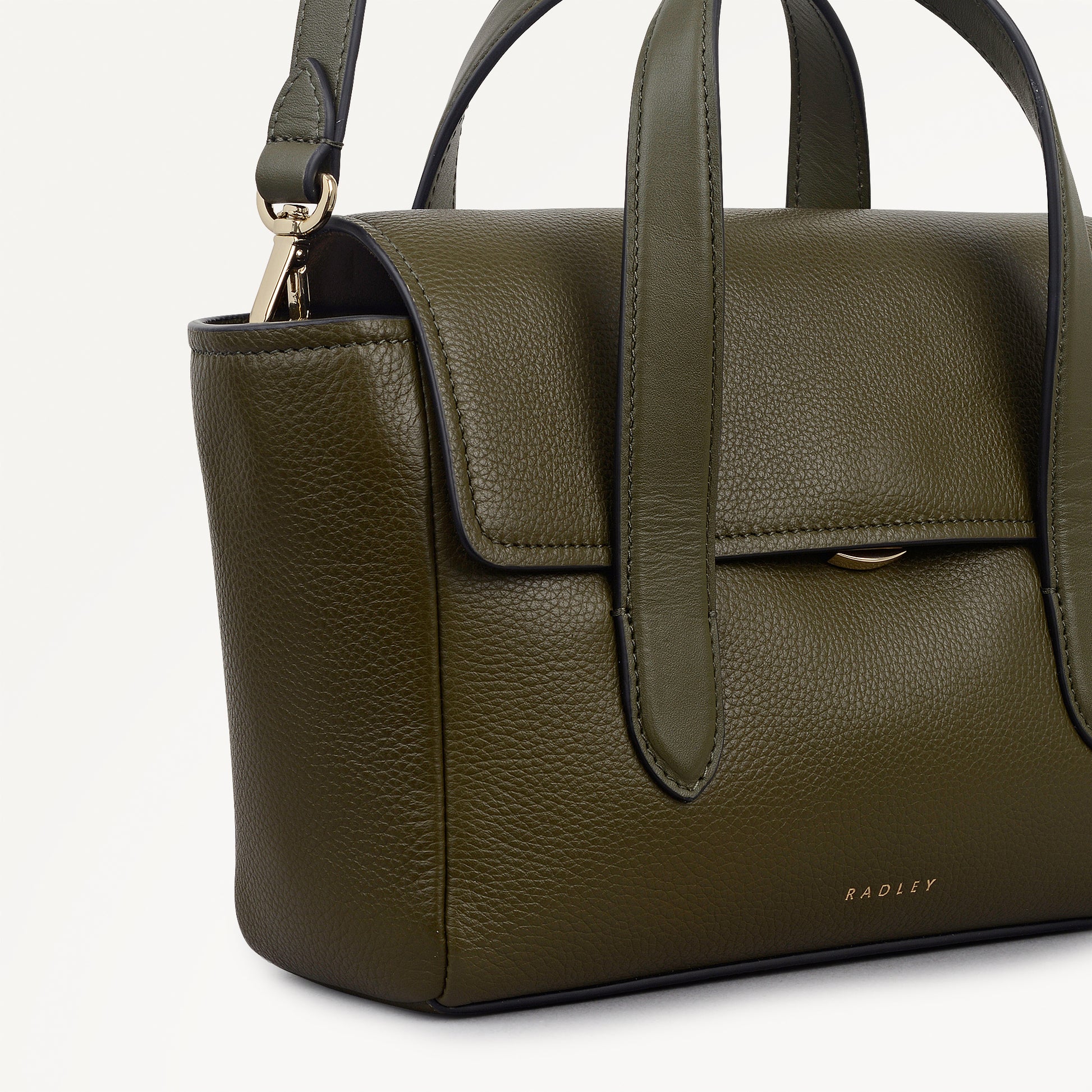 Mayfair Lane Leather Small Flapover Grab Bag in Pine Needle - 112598