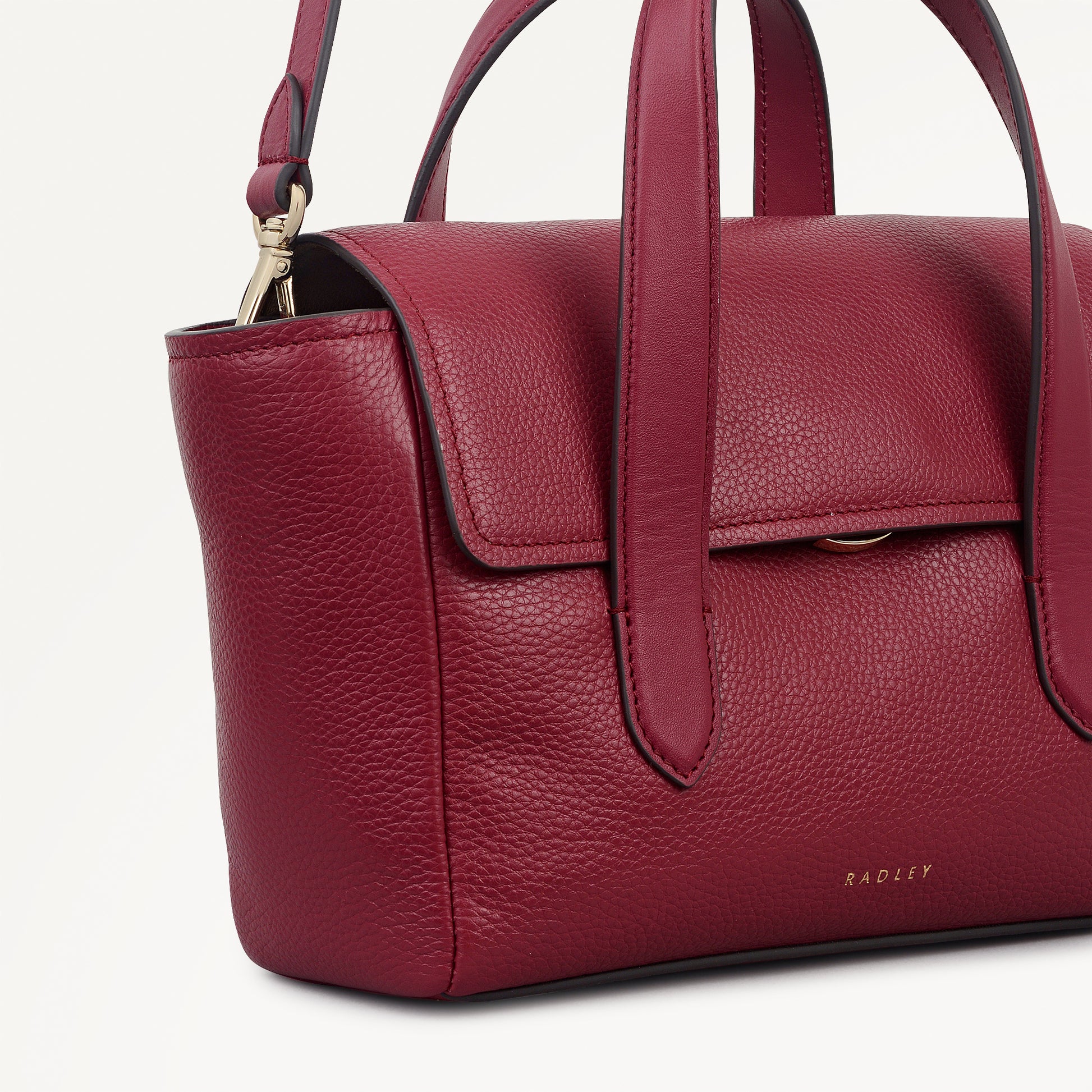 Mayfair Lane Leather Small Flapover Grab Bag in Carmine - 112599