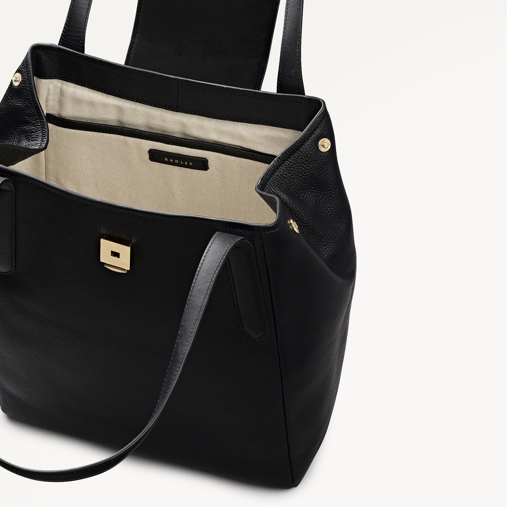 Mayfair Lane Leather Large Flapover Tote Bag in Black - 112600