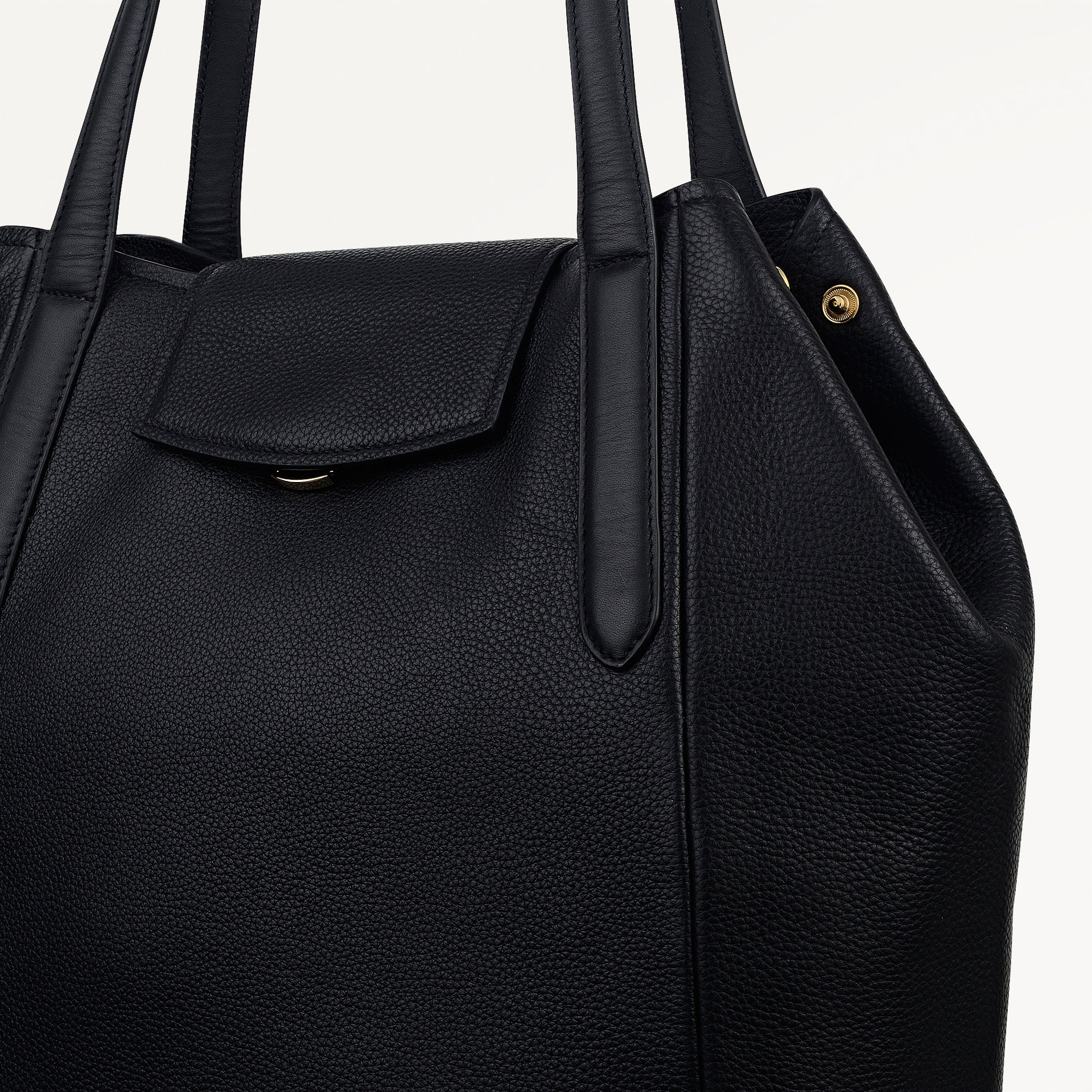 Mayfair Lane Leather Large Flapover Tote Bag in Black - 112600