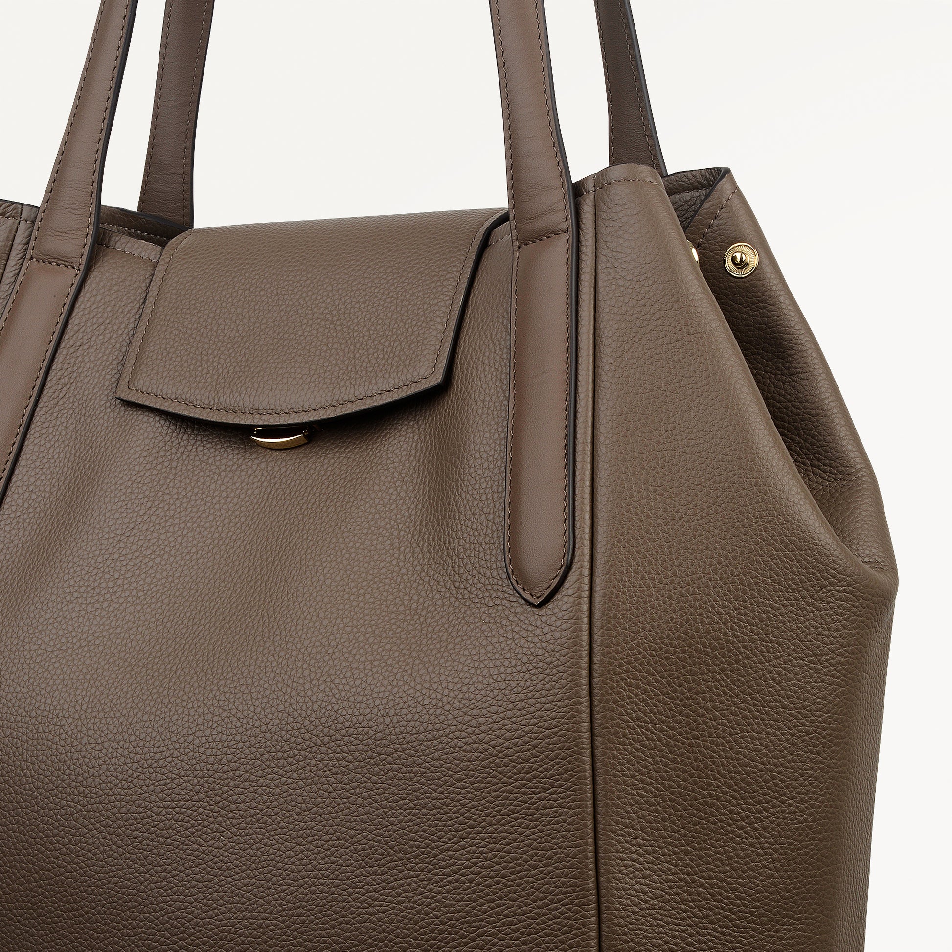 Mayfair Lane Leather Large Flapover Tote Bag in Coffee - 112601