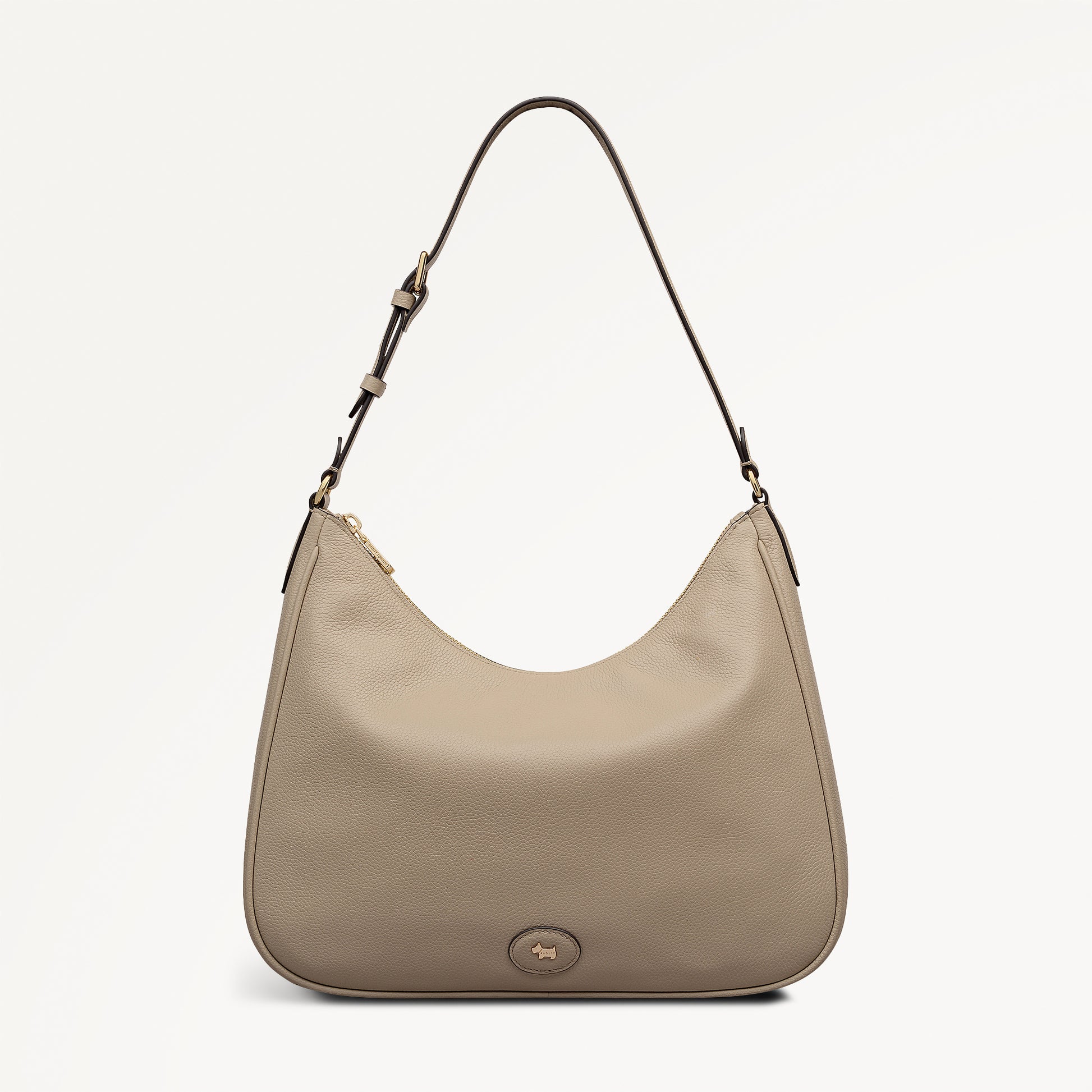 Heath Crescent Leather Small Ziptop Shoulder Bag in Porcini - 112608