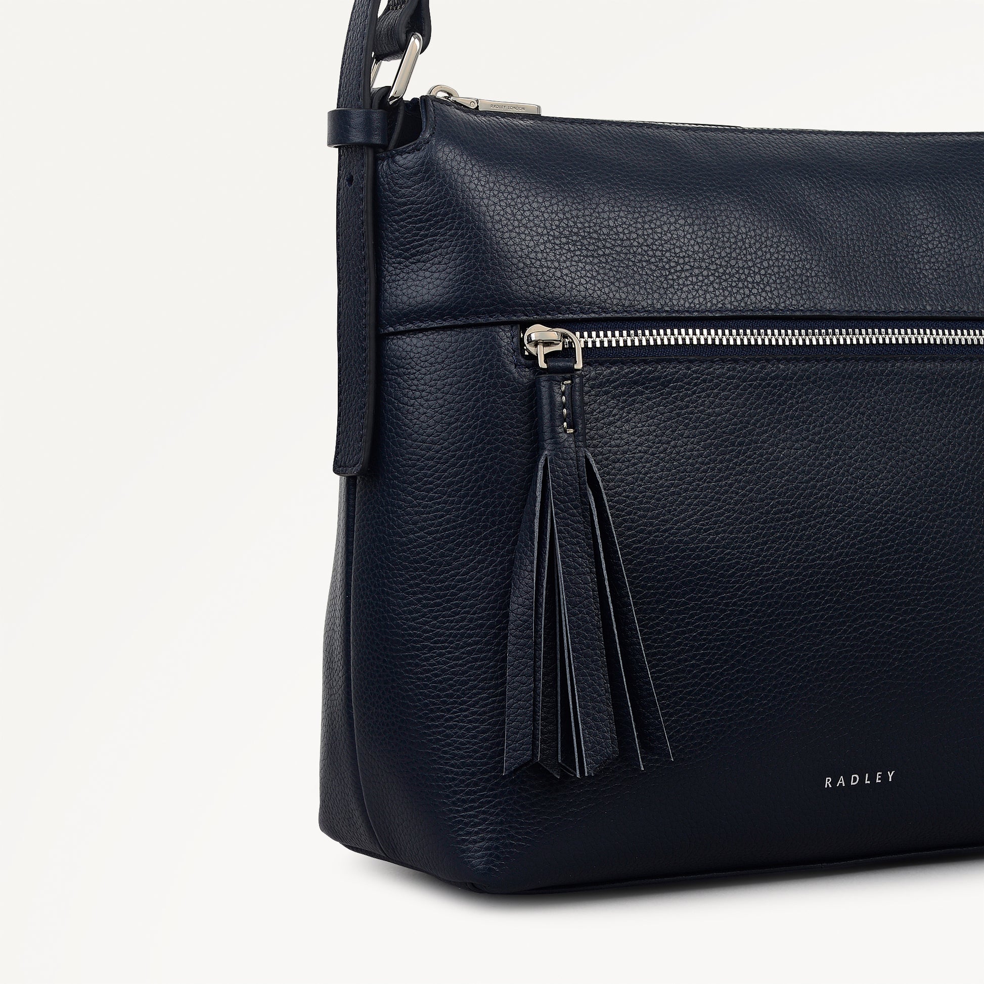 Fountain Mews Leather Small Ziptop Cross Body Bag in Ink - 112614