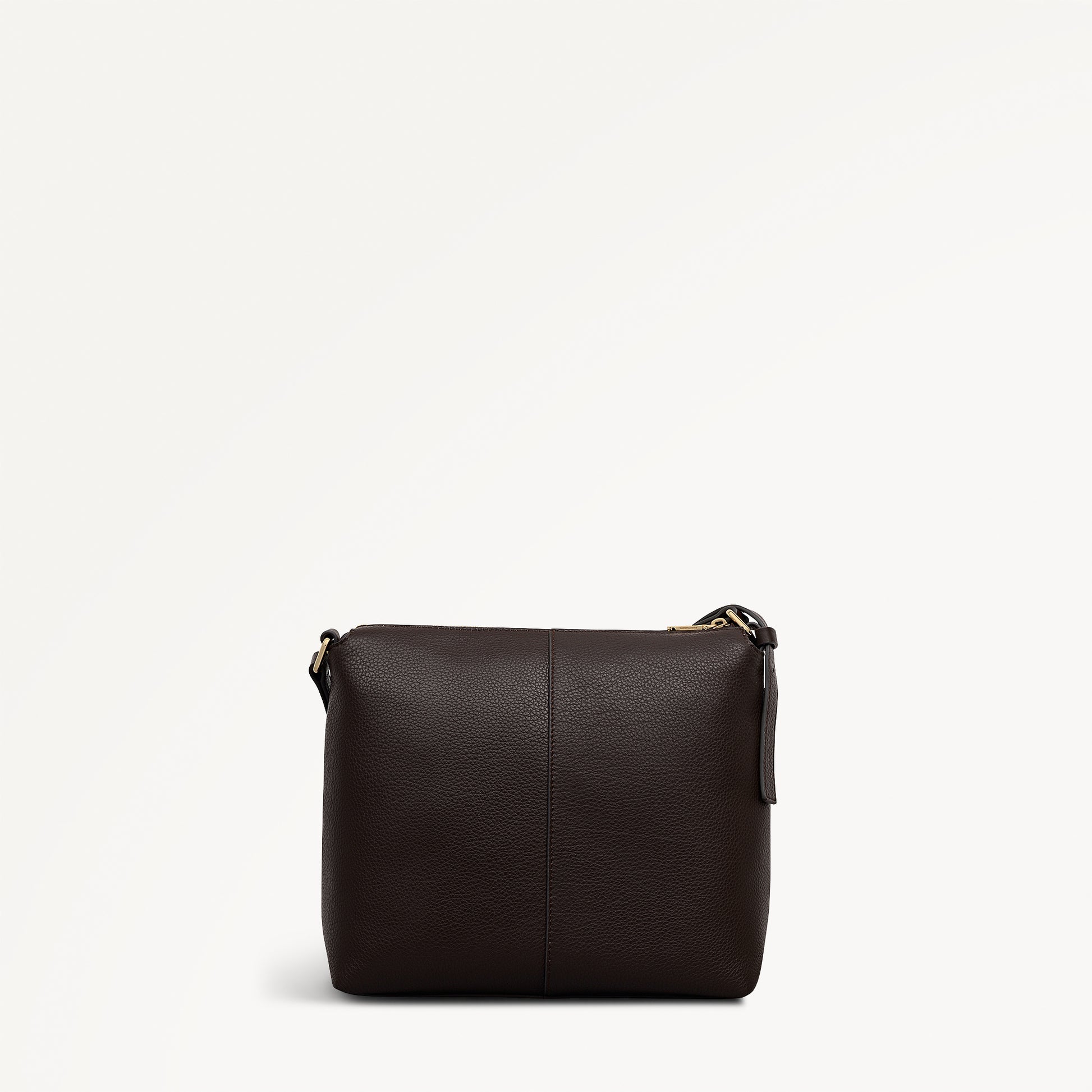 Fountain Mews Leather Small Ziptop Cross Body Bag in Dark Oak - 112615