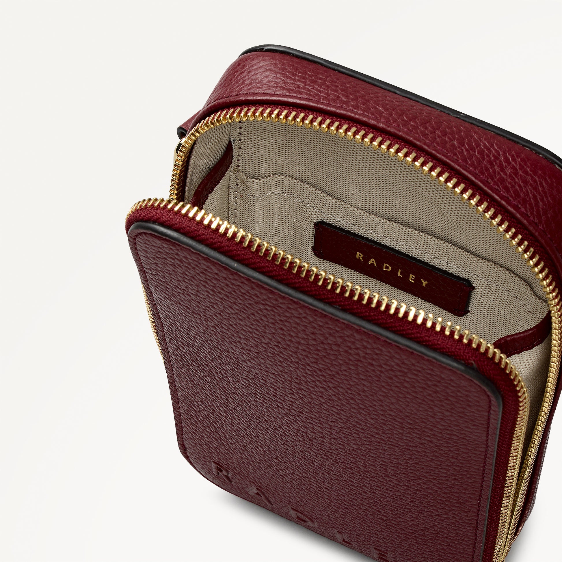 Alba Place Leather Medium Phone Cross Body Bag in Carmine - 112620