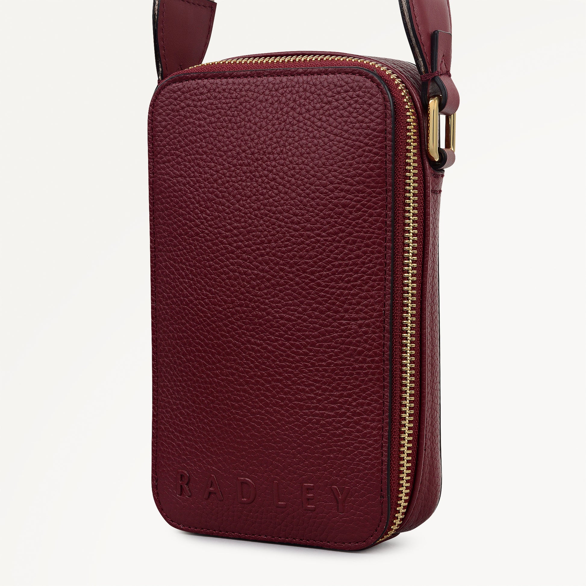 Alba Place Leather Medium Phone Cross Body Bag in Carmine - 112620