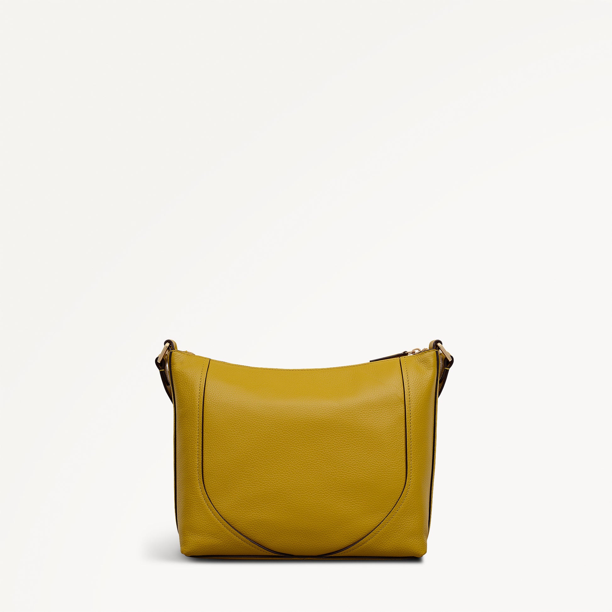 Wood Park Leather Medium Ziptop Cross Body Bag in Ochre - 112633