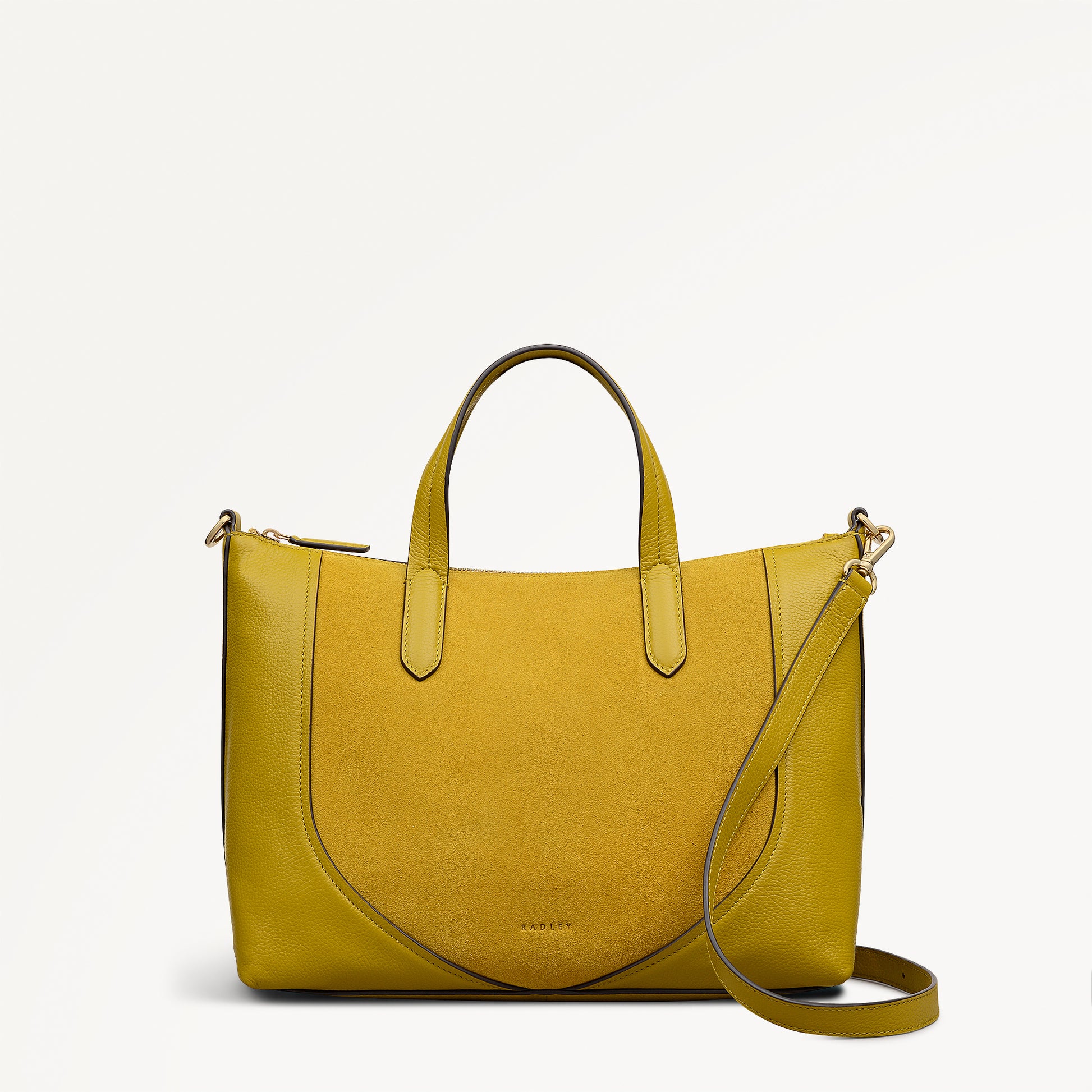 Wood Park Leather Medium Ziptop Grab Bag in Ochre - 112635