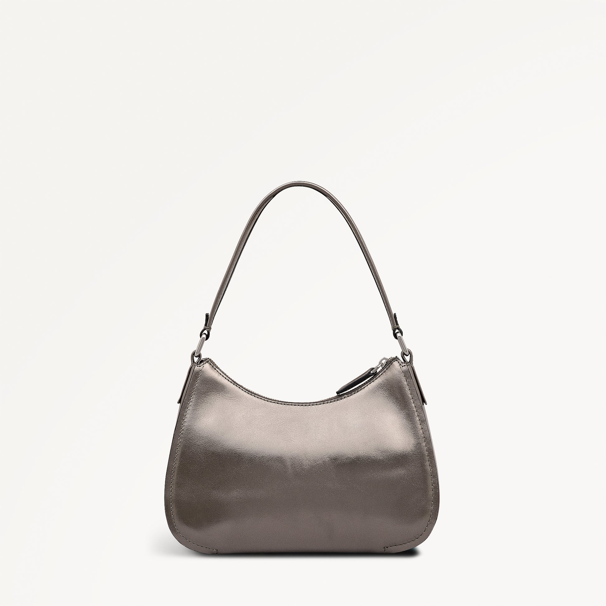 Crosby Alley Leather Medium Ziptop Shoulder & Slg Bag in Gun Metal - 112641