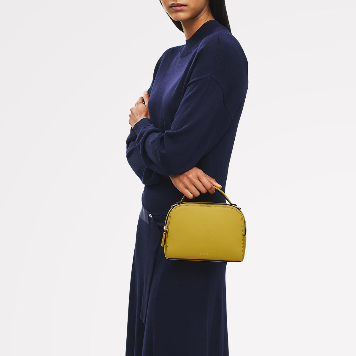 Elm Avenue Leather Small Ziptop Cross Body Bag in Ochre - 112647