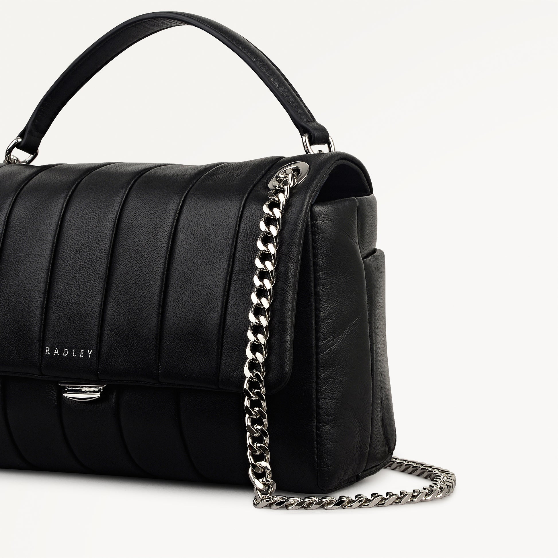 Burton Way Leather Mini Flapover Cross Body Bag in Black - 112655