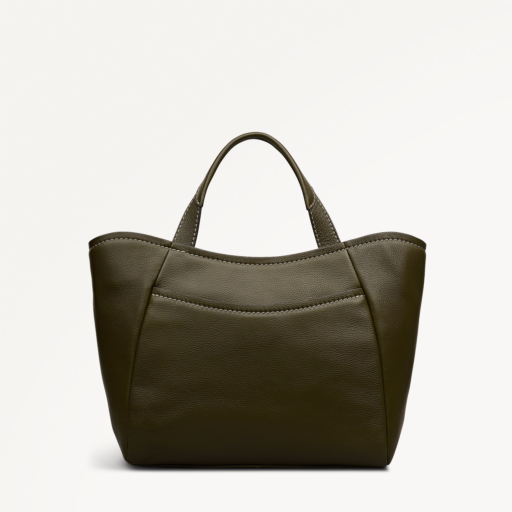 Muswell Lane Leather Medium Ziptop Grab Bag in Pine Needle - 112660