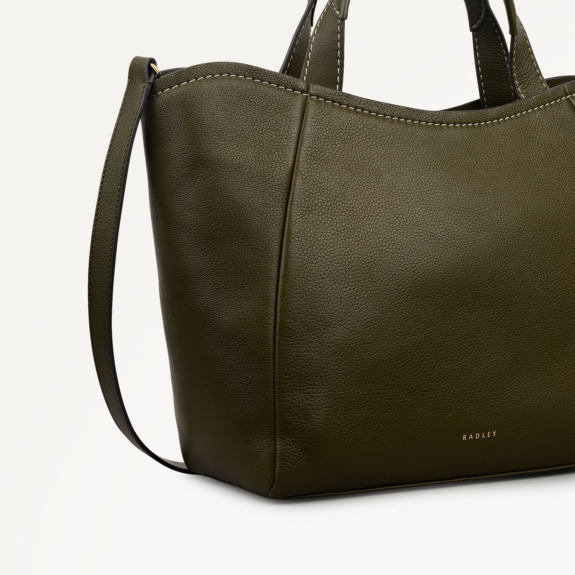 Muswell Lane Leather Medium Ziptop Grab Bag in Pine Needle - 112660