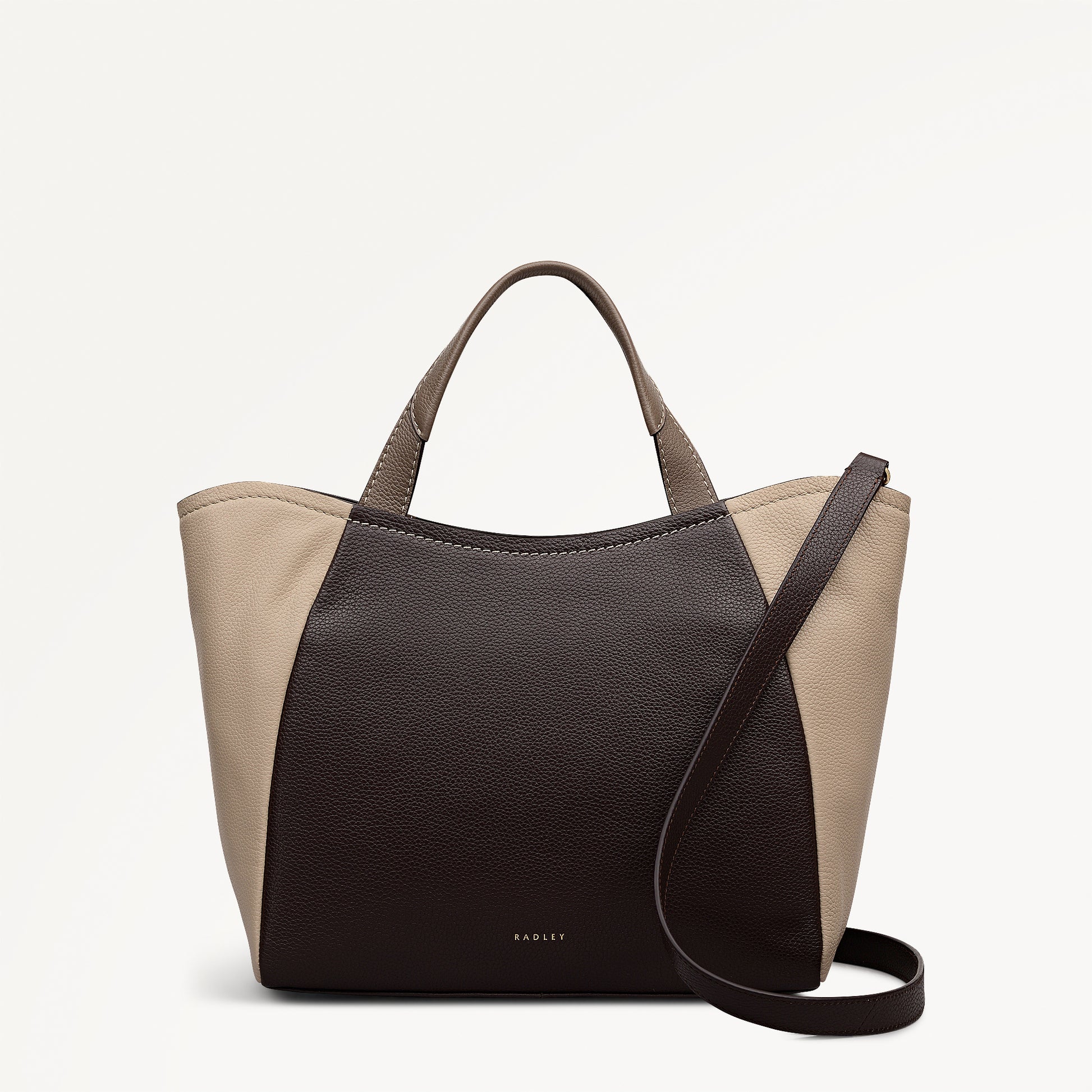 Muswell Lane Leather Medium Ziptop Grab Bag in Dark Oak - 112664