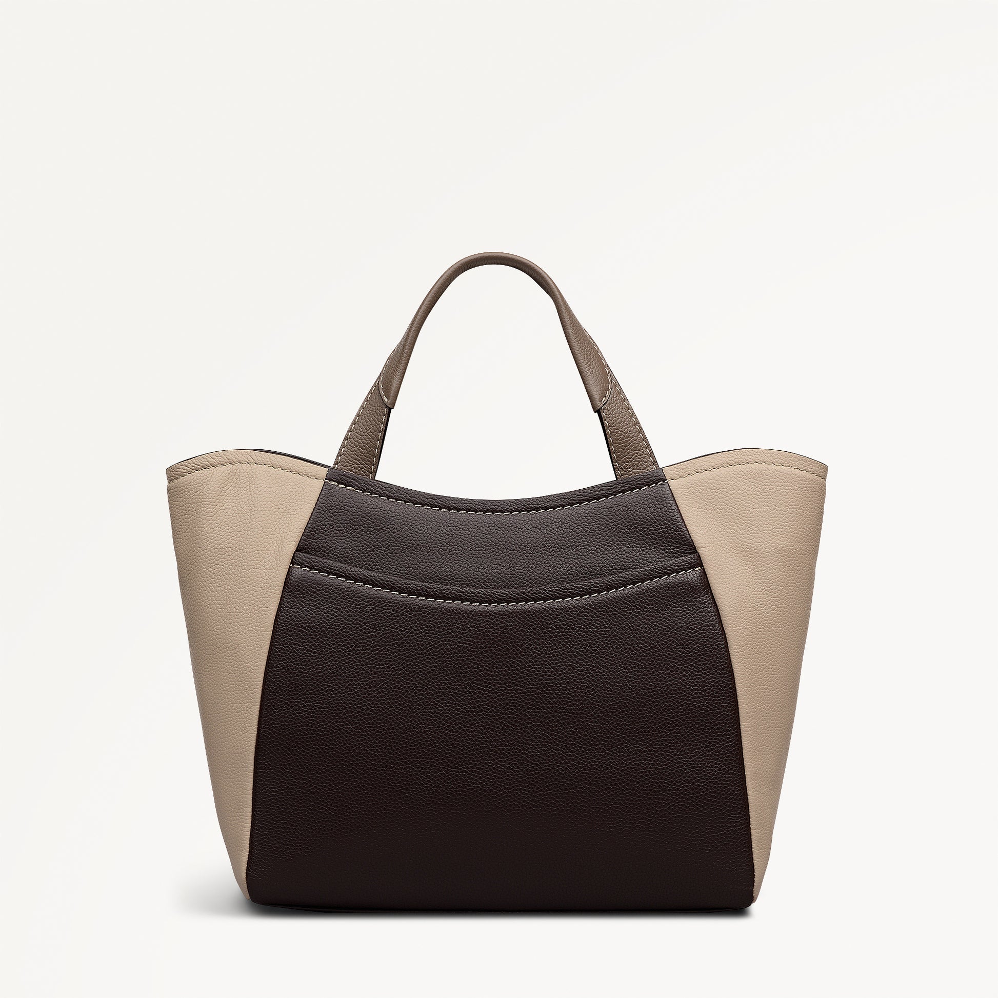 Muswell Lane Leather Medium Ziptop Grab Bag in Dark Oak - 112664