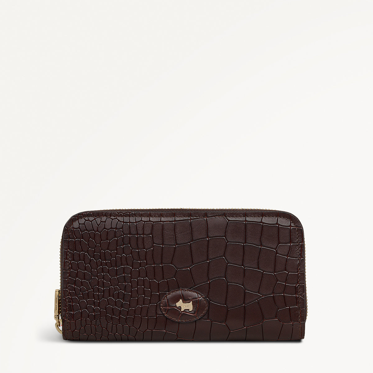 Heath Crescent Leather Large Zip Around Wallet in Dark Brown - 112675