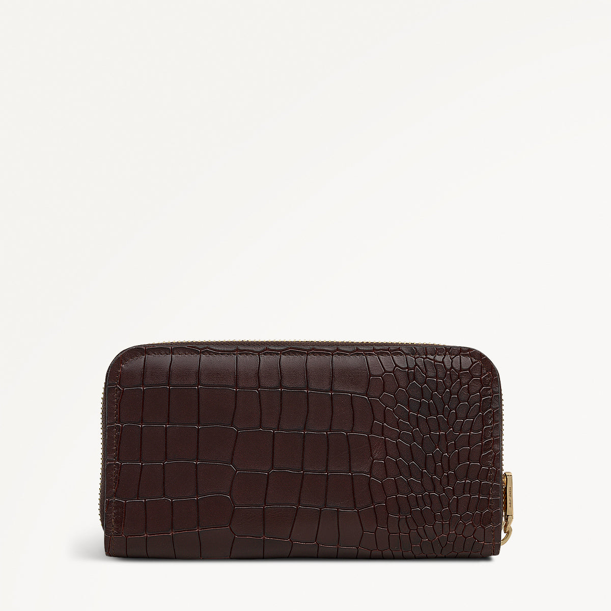 Heath Crescent Leather Large Zip Around Wallet in Dark Brown - 112675