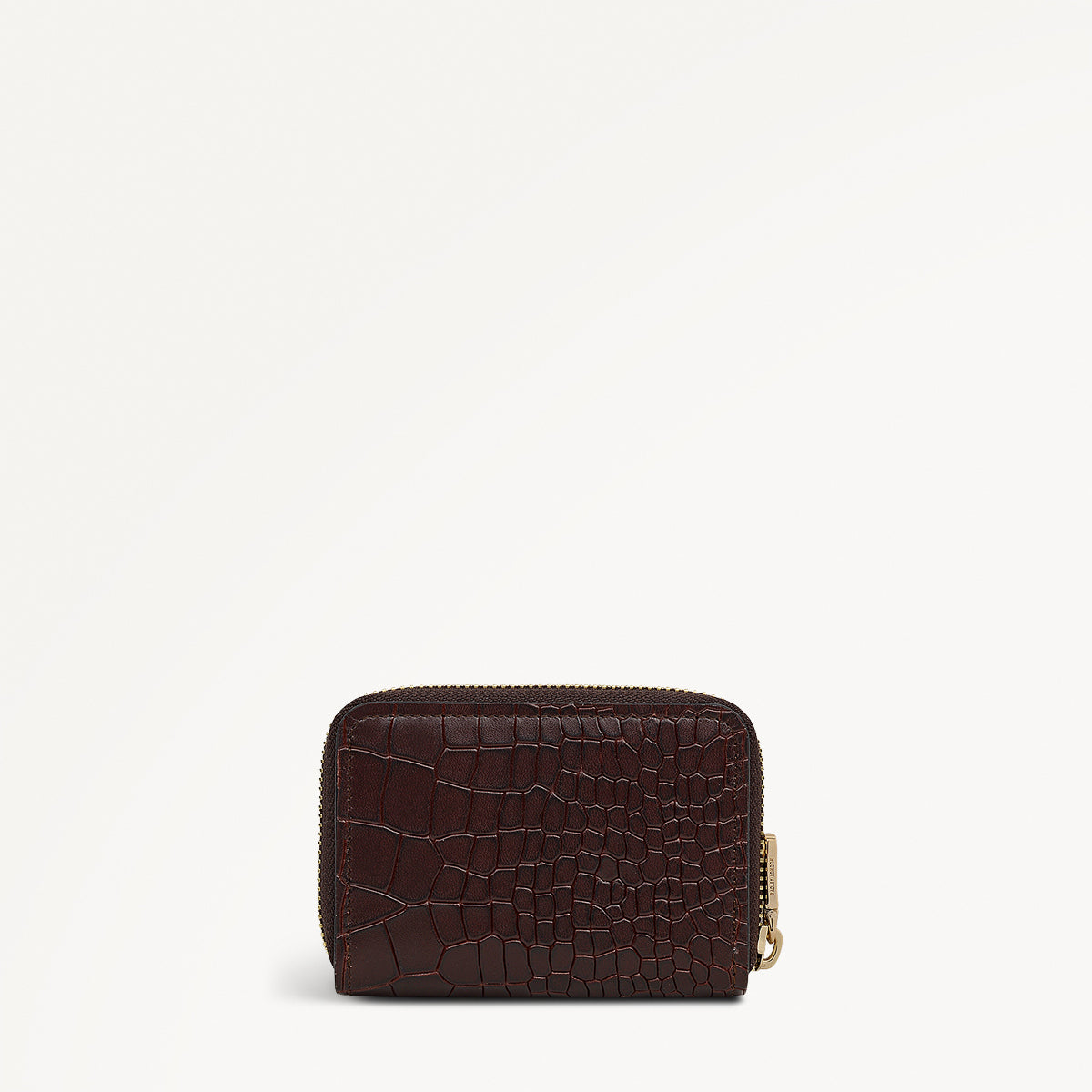 Heath Crescent Leather Small Zip Around Wallet in Dark Brown - 112676