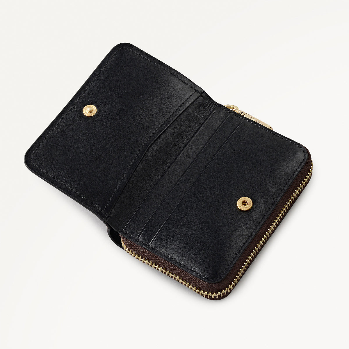 Heath Crescent Leather Small Zip Around Wallet in Dark Brown - 112676