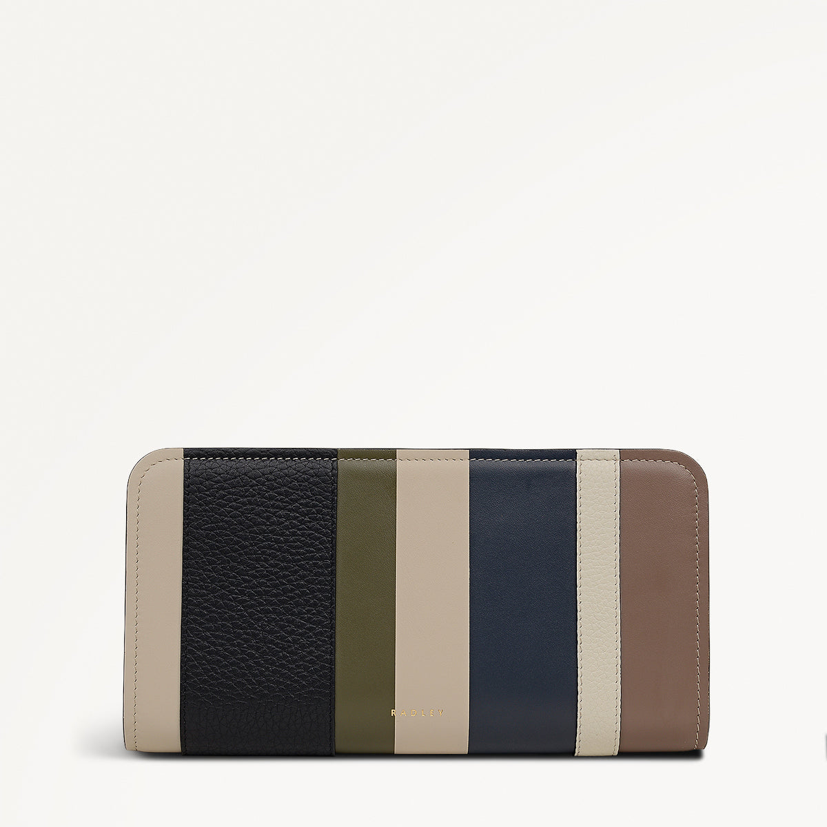 Stripe Lane Leather Large Zip Around Wallet in Porcini - 112694