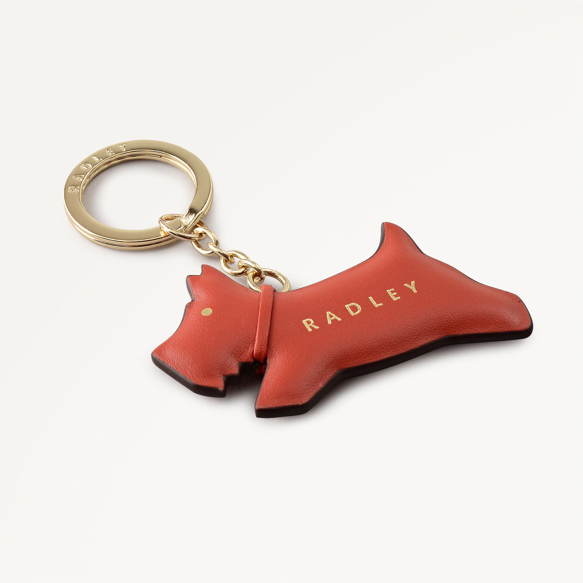 Jump Radley Leather Leather Keyring in Flame - 112717
