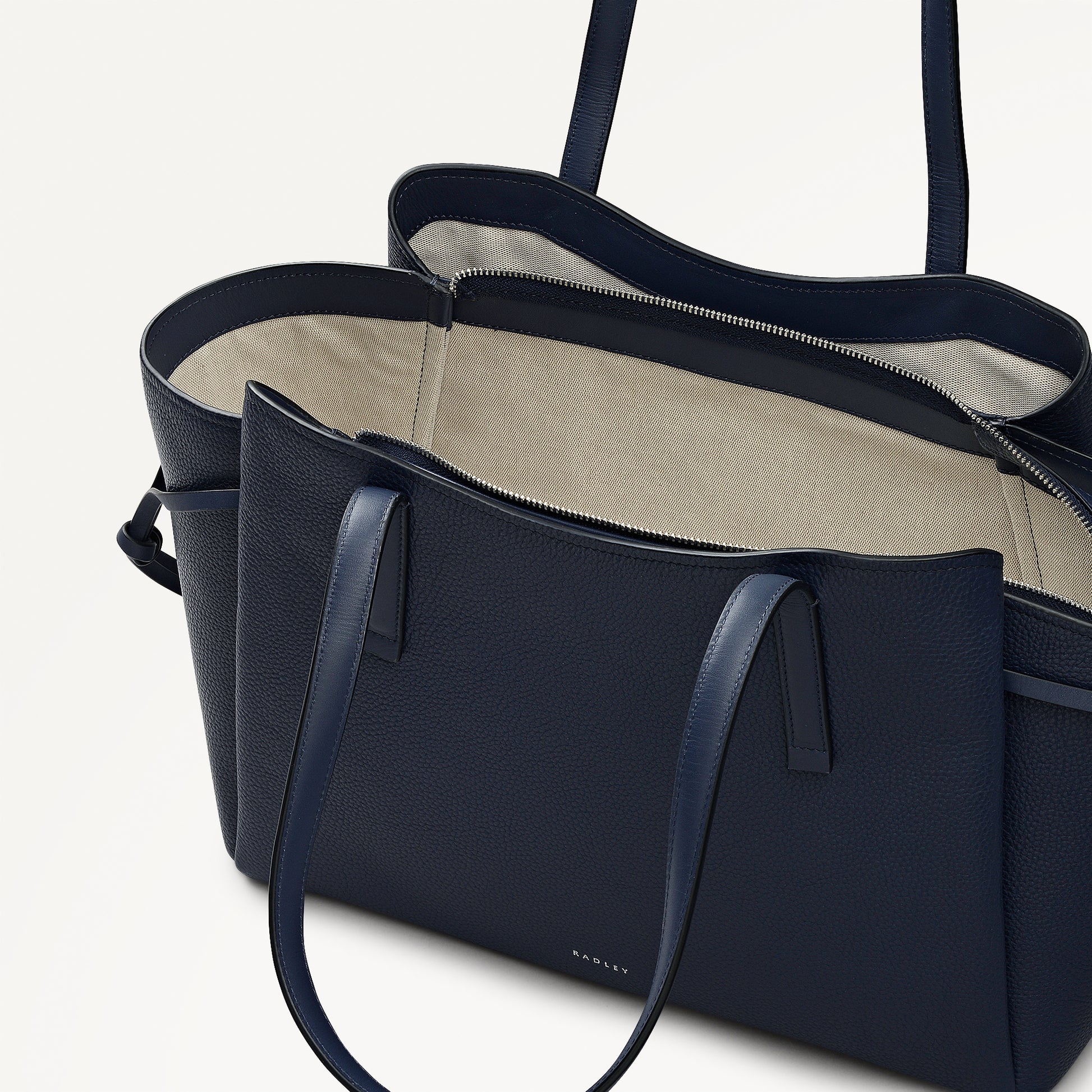 Blake Gardens Leather Large Ziptop Tote Bag in Ink - 112735