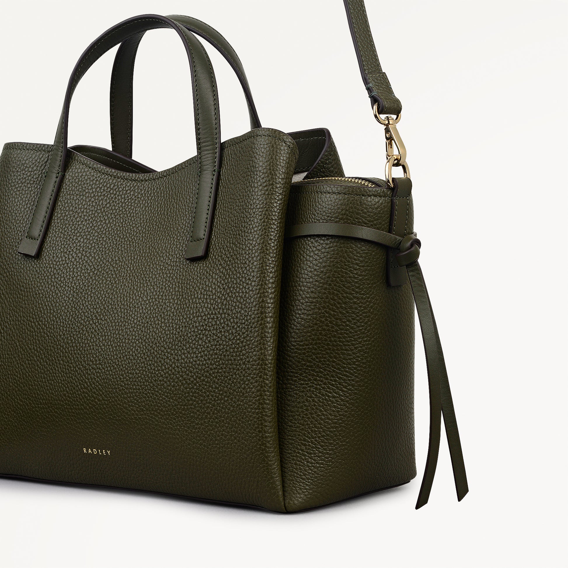 Blake Gardens Leather Large Ziptop Grab Bag in Pine Needle - 112736