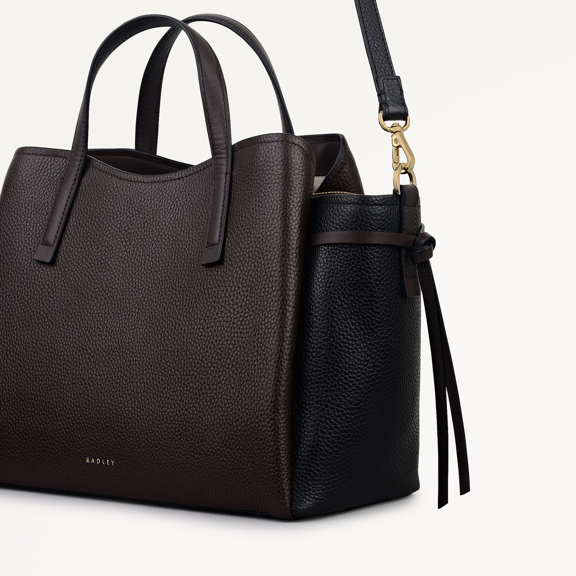 Blake Gardens Leather Large Ziptop Grab Bag in Dark Oak - 112737