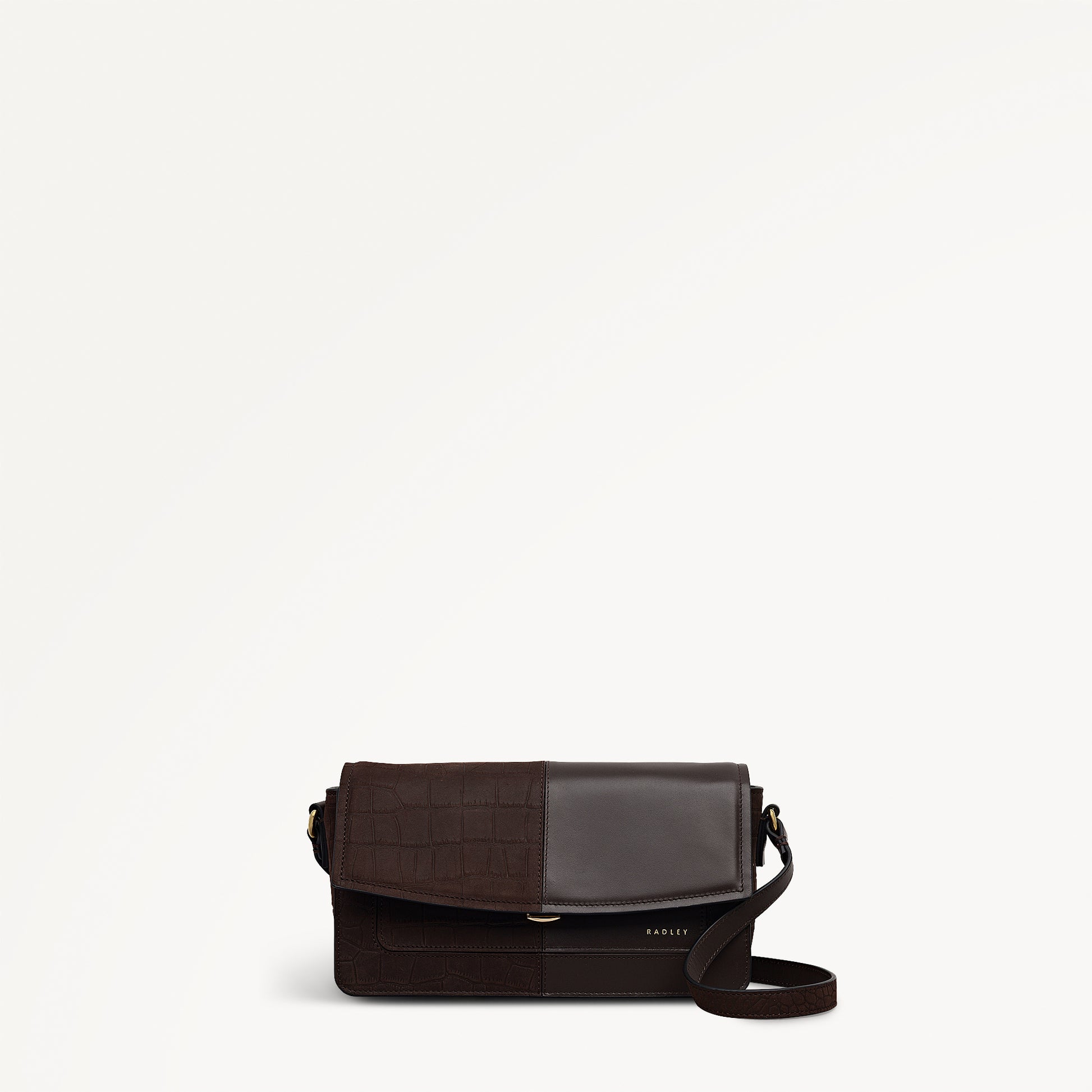 Albert Road Leather Small Flapover Cross Body Bag in Dark Oak - 112742
