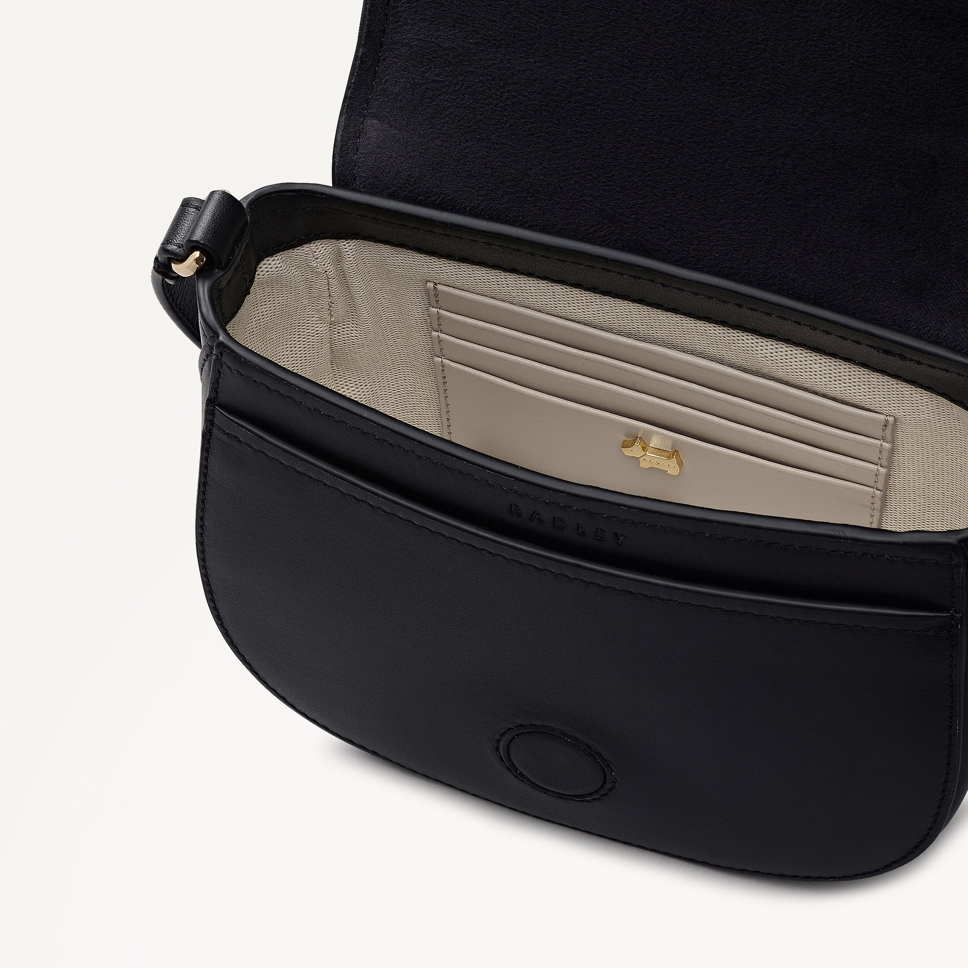 Liverpool Gardens Leather Mini Flapover Cross Body Bag in Black - 112743