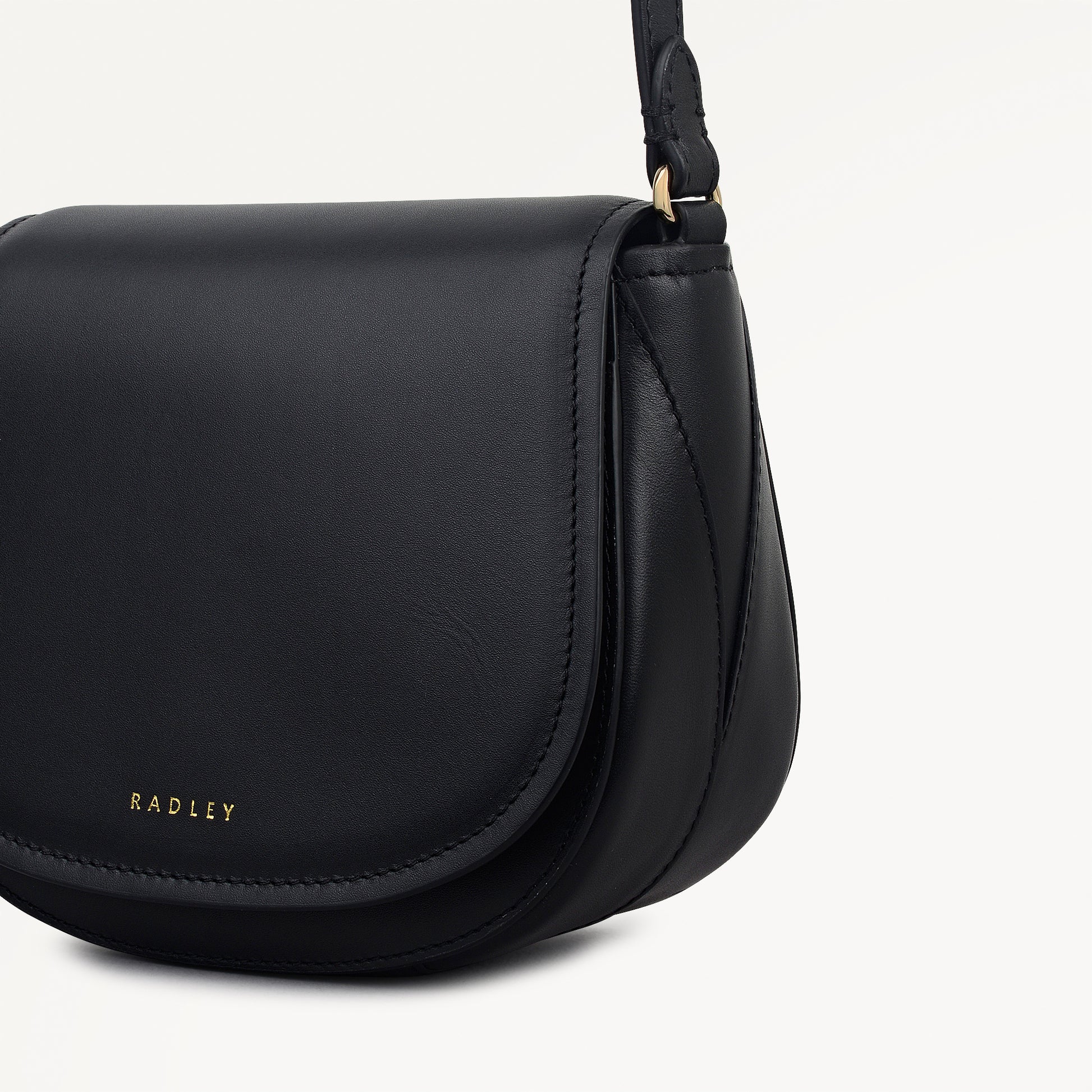 Liverpool Gardens Leather Mini Flapover Cross Body Bag in Black - 112743