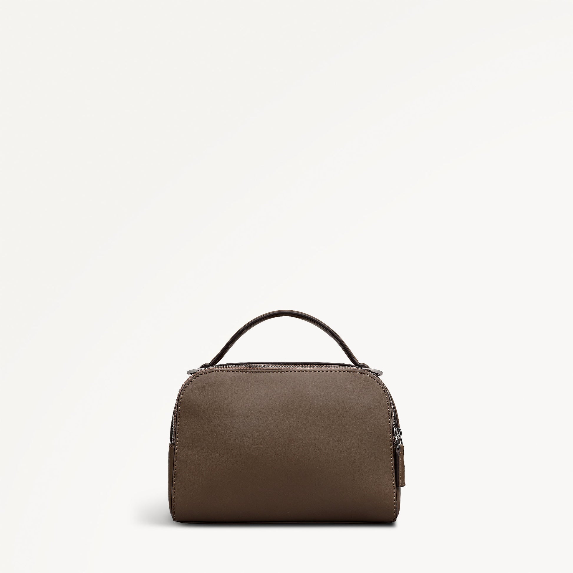 Over The Hills Leather Small Ziptop Cross Body Bag in Coffee - 112759