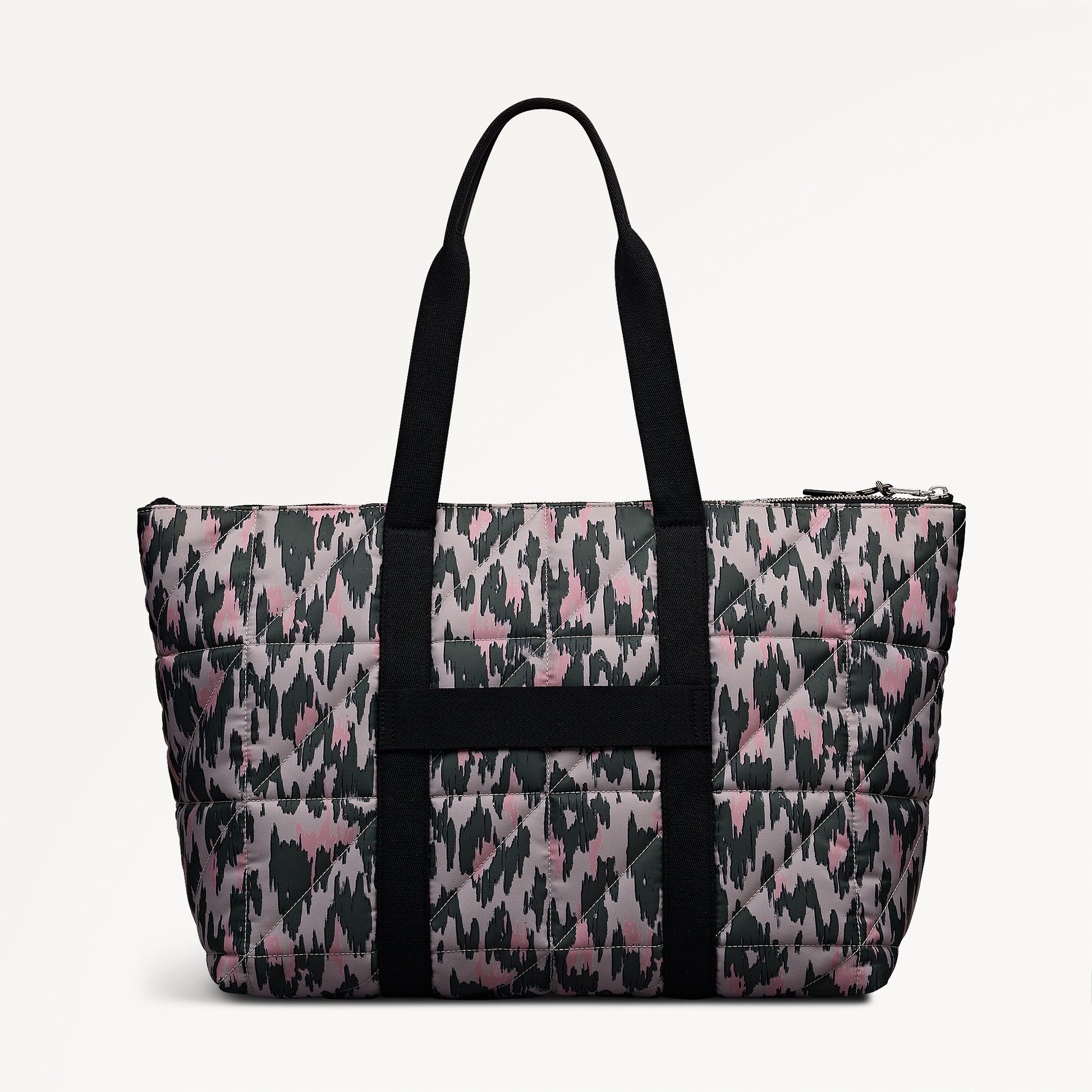 Danesfield Leopard Fabric Large Ziptop Tote Bag in Hunter Green - 112761