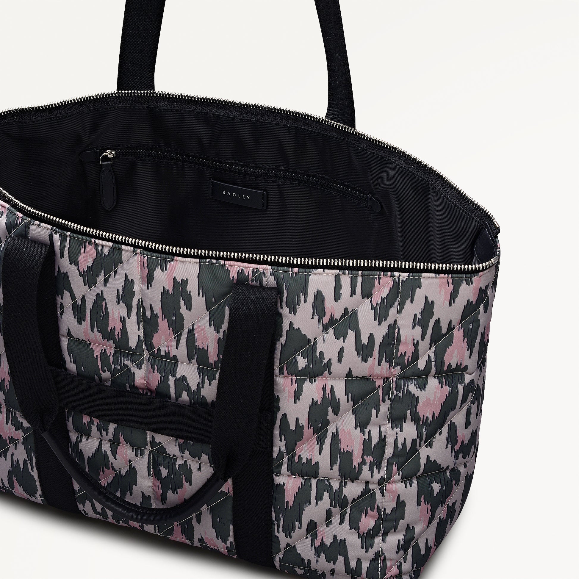 Danesfield Leopard Fabric Large Ziptop Tote Bag in Hunter Green - 112761