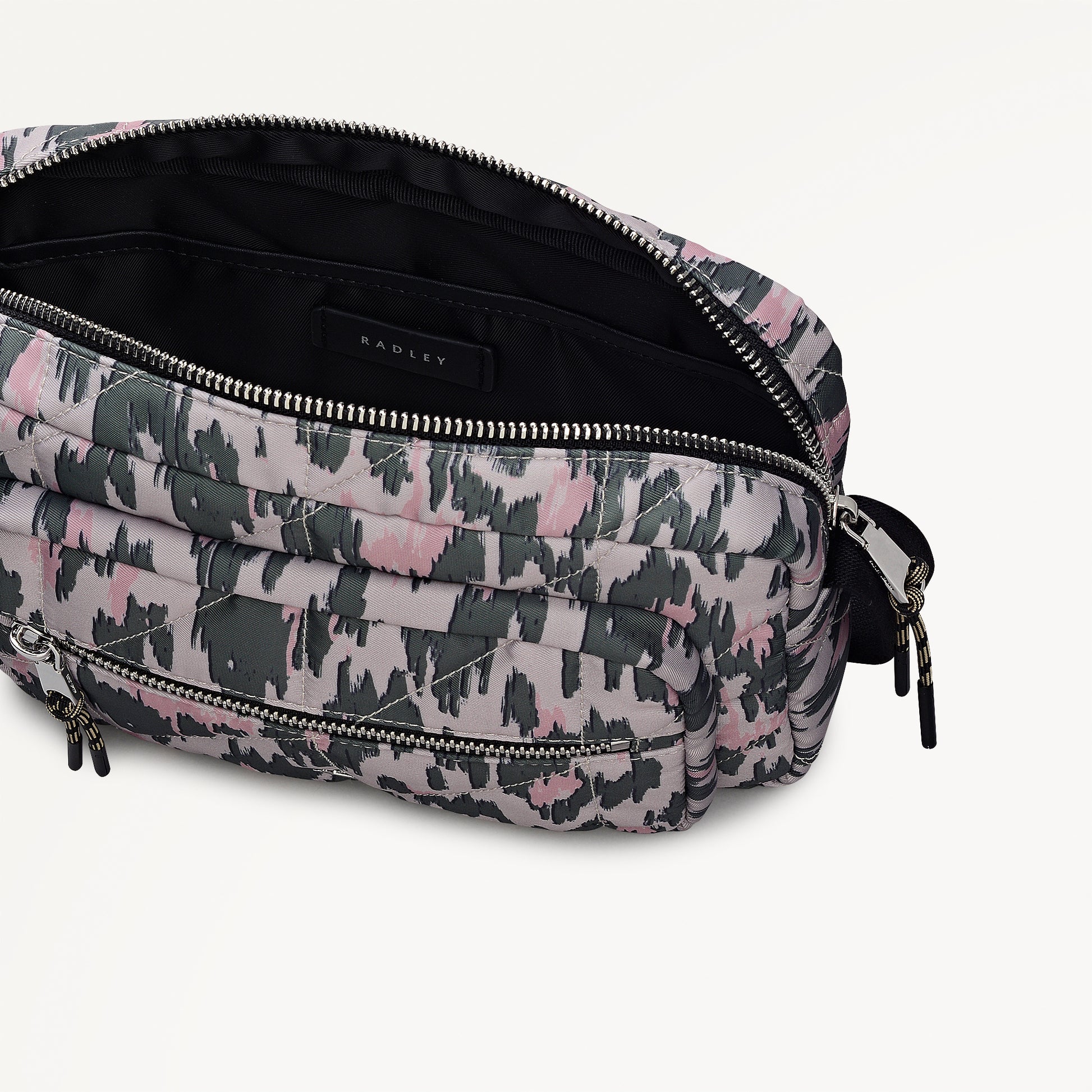 Danesfield Leopard Fabric Small Ziptop Cross Body Bag in Hunter Green - 112762