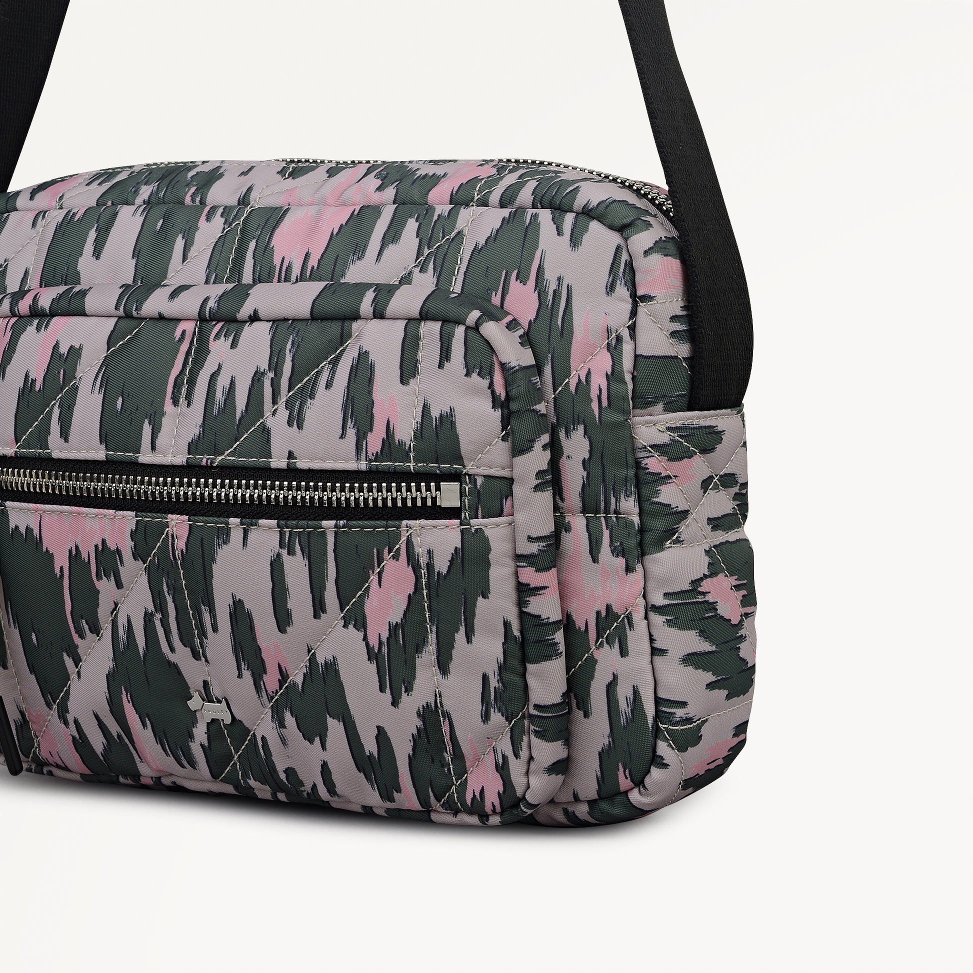 Danesfield Leopard Fabric Small Ziptop Cross Body Bag in Hunter Green - 112762