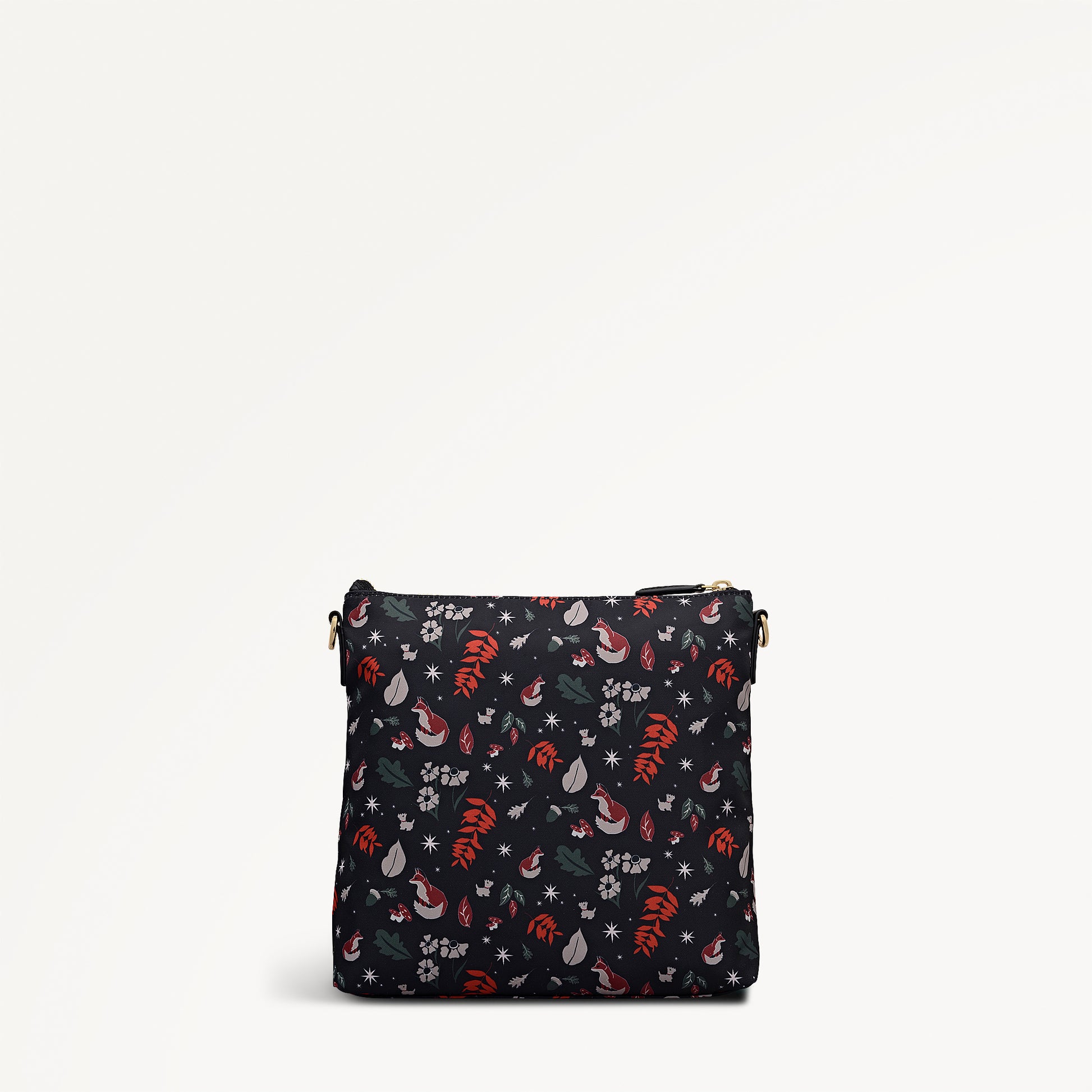 Holly Avenue Fox Fabric Small Ziptop Cross Body Bag in Black - 112773