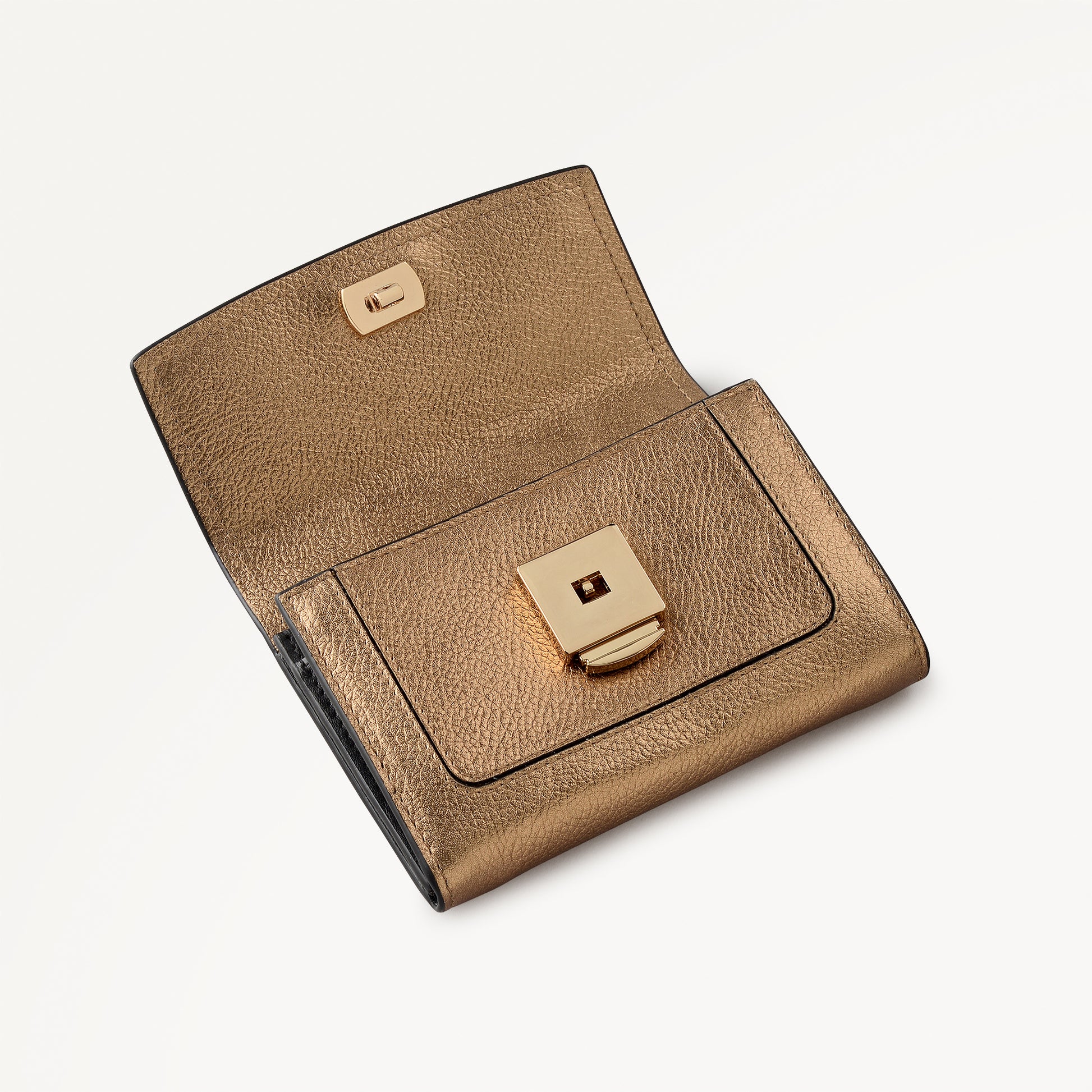 Albert Road Leather Medium Flapover Wallet in Olive Gold - 112842