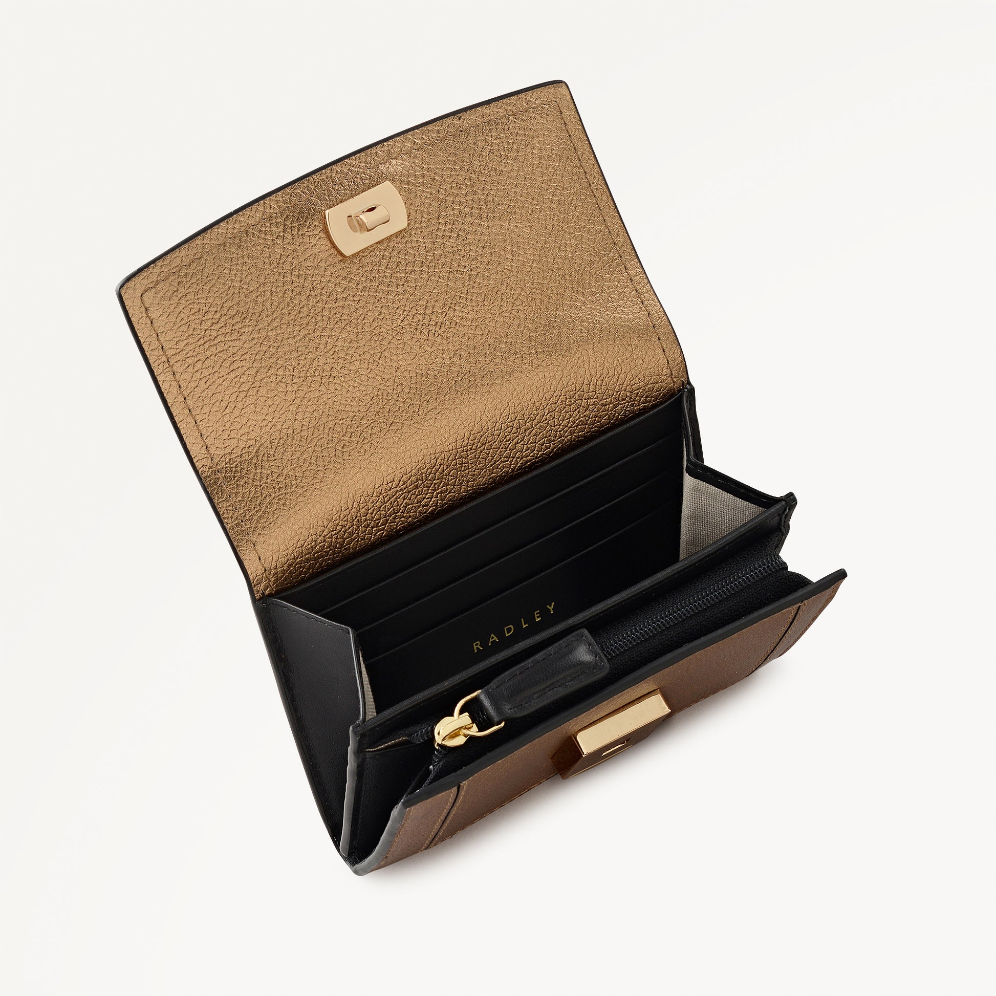 Albert Road Leather Medium Flapover Wallet in Olive Gold - 112842