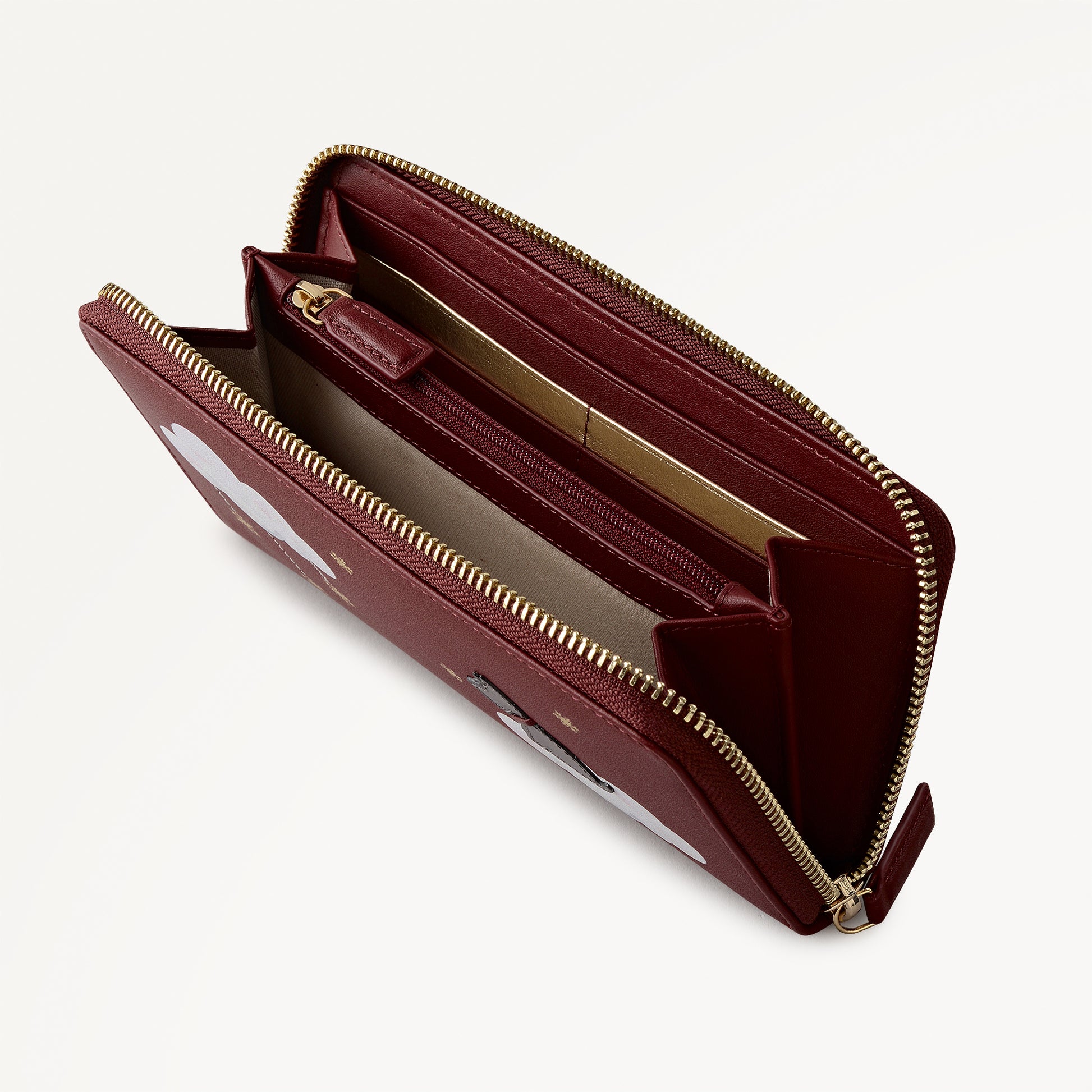 It's Written In The Snowflakes Leather Large Zip Around Wallet in Dark Cherry - 112856