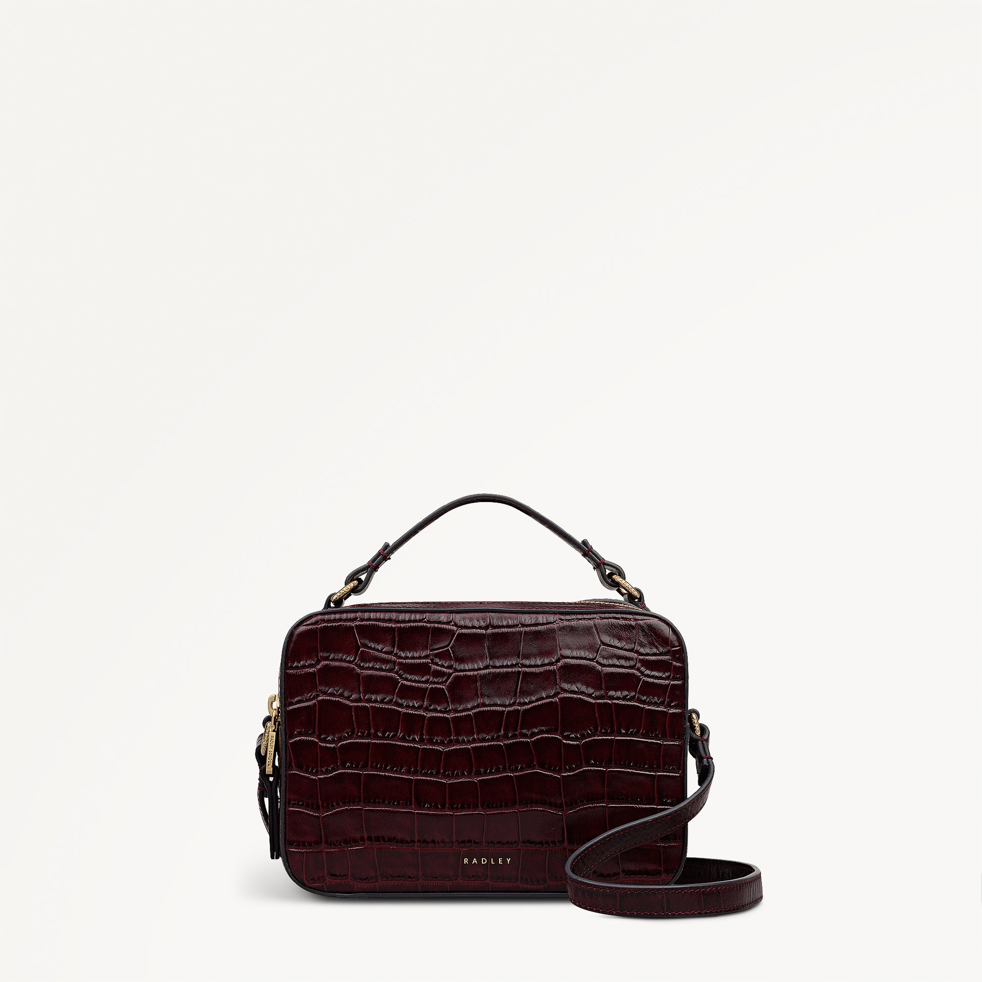 Hadley Lane - Faux Croc Medium Ziptop Cross Body Dark Cherry - 112945