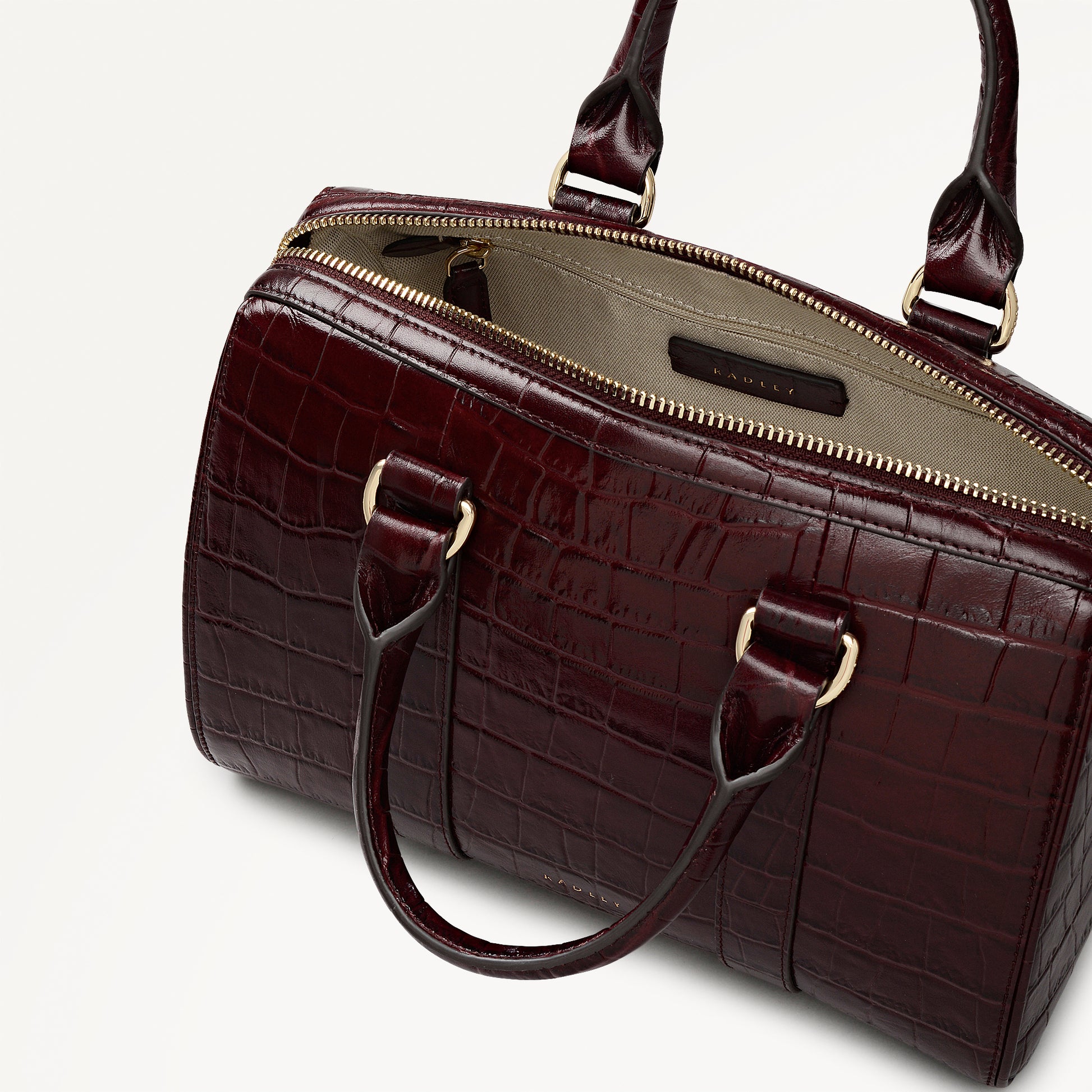 Noble Alley - Faux Croc Medium Ziptop Grab Dark Cherry - 113012