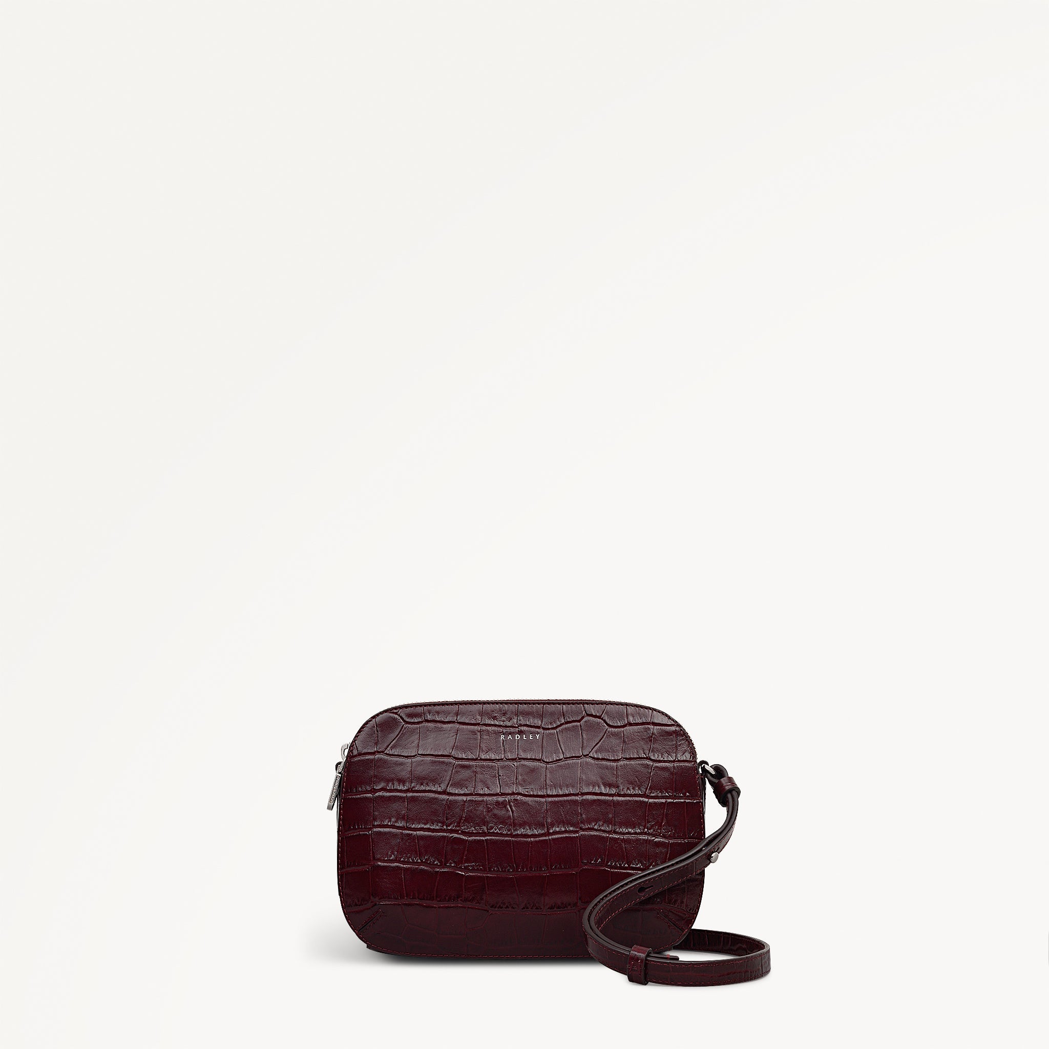 Dukes Place - Faux Croc Medium Ziptop Cross Body Dark Cherry - 113024