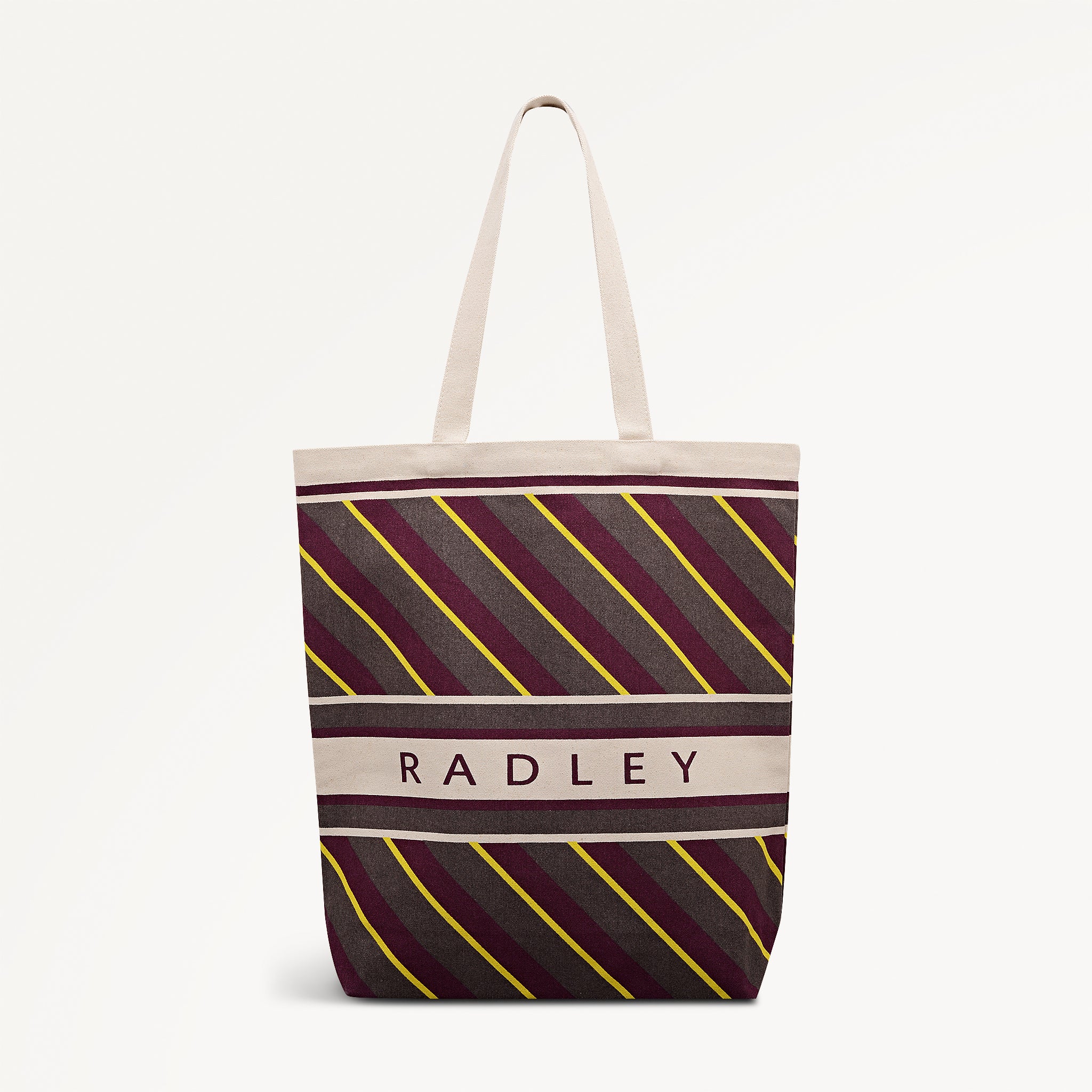 Coffee Extra Large Open Top Tote | Radley Diagonal Stripe SS26