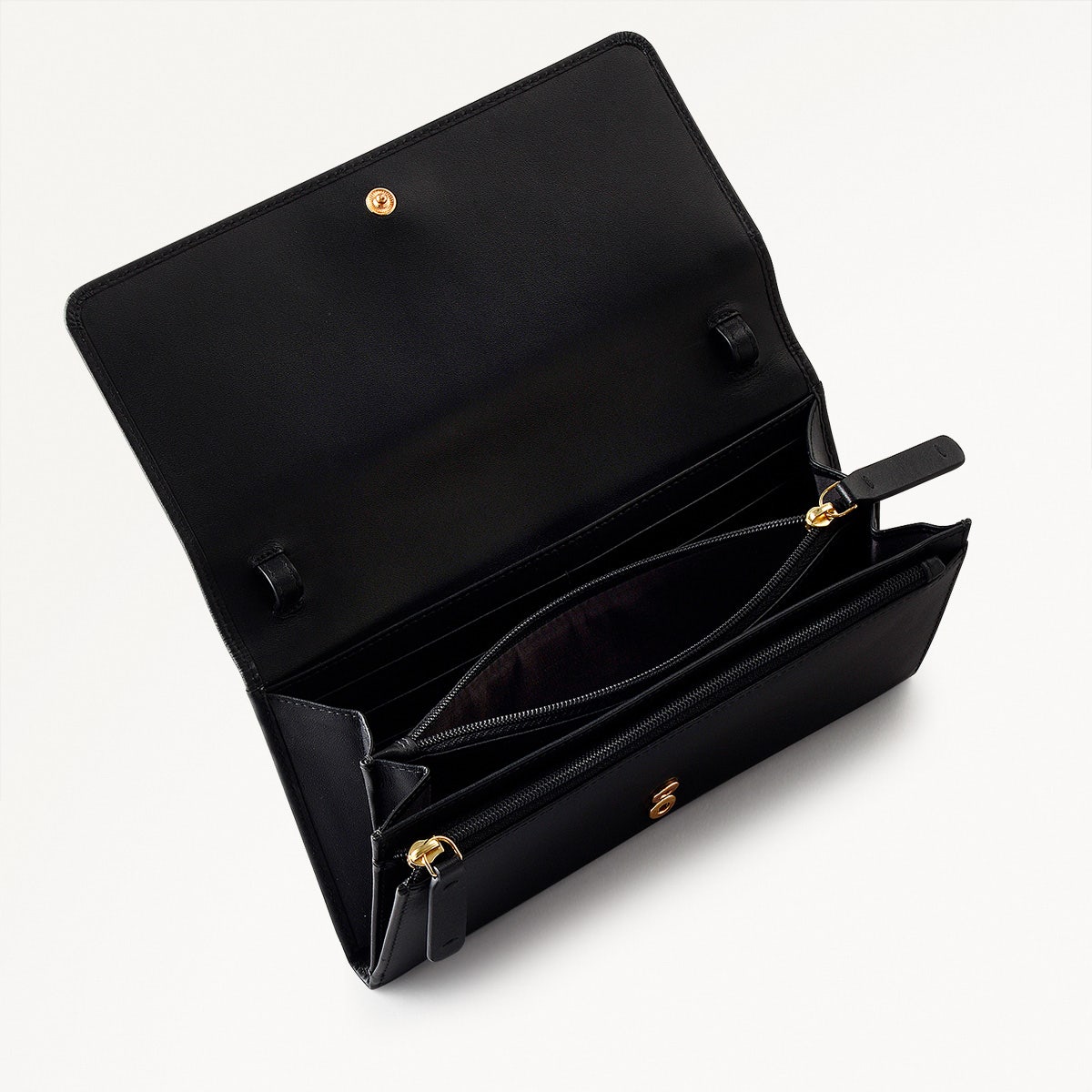 Pockets Leather Large Phone Acrossbody in Black - 16306