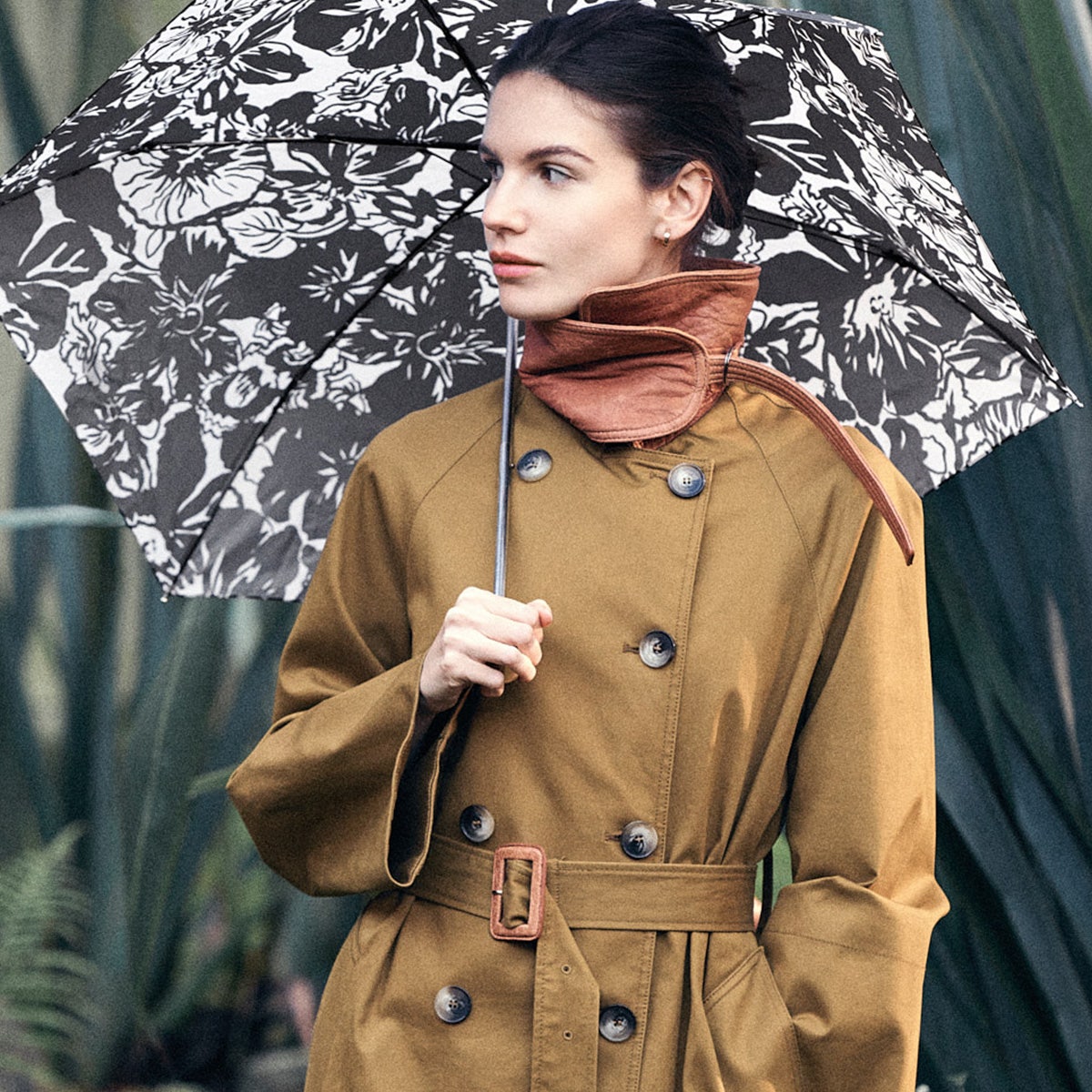 Spring Floral Fabric Responsible Umbrella in Chalk - 110624