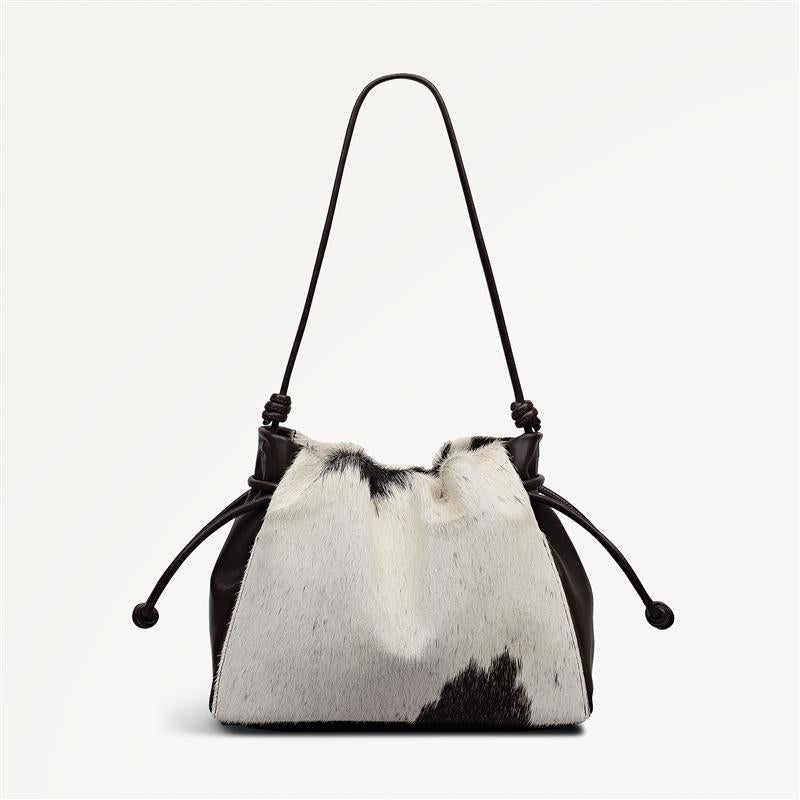 The Roxburgh - Cow Hide Medium Drawstring Shoulder Dark Oak - 113070