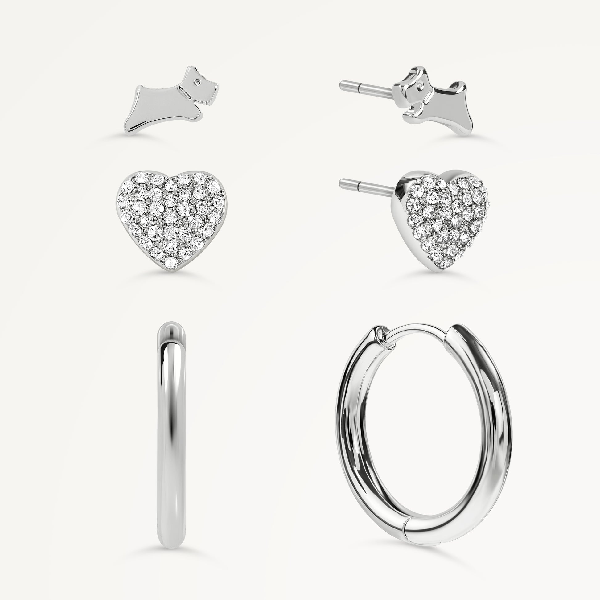 Heart Street Heart & Huggie Triple Pack Ear Silver - RYJ1585S