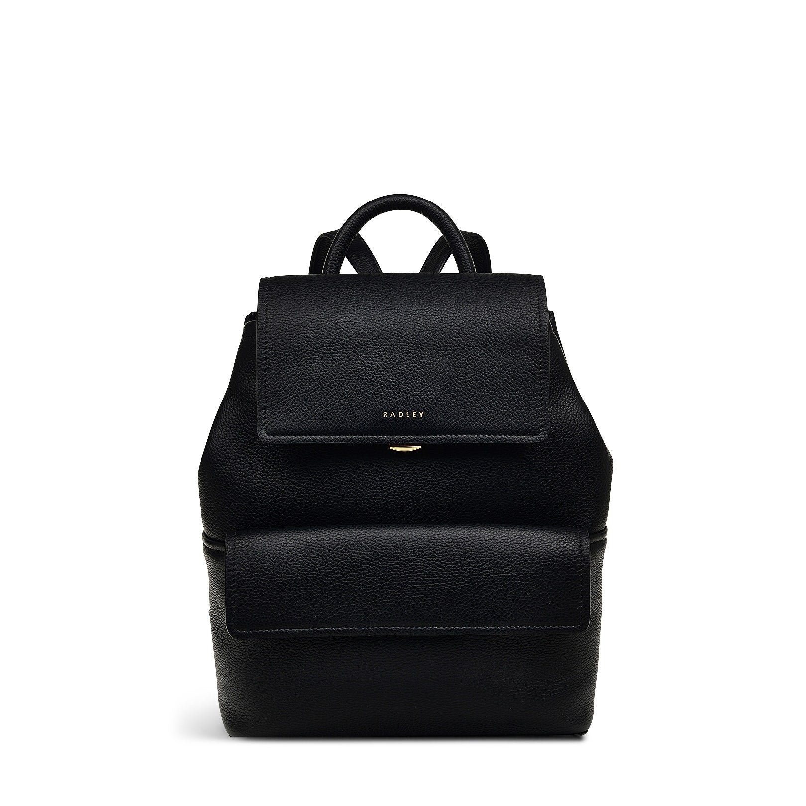 Brompton Crescent Leather Medium Flapover Backpack in Black - H2326001