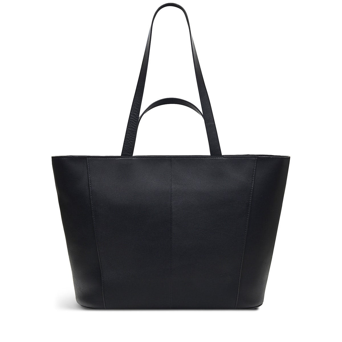 Pockets Leather Large Ziptop Tote Bag in Black - H9320001